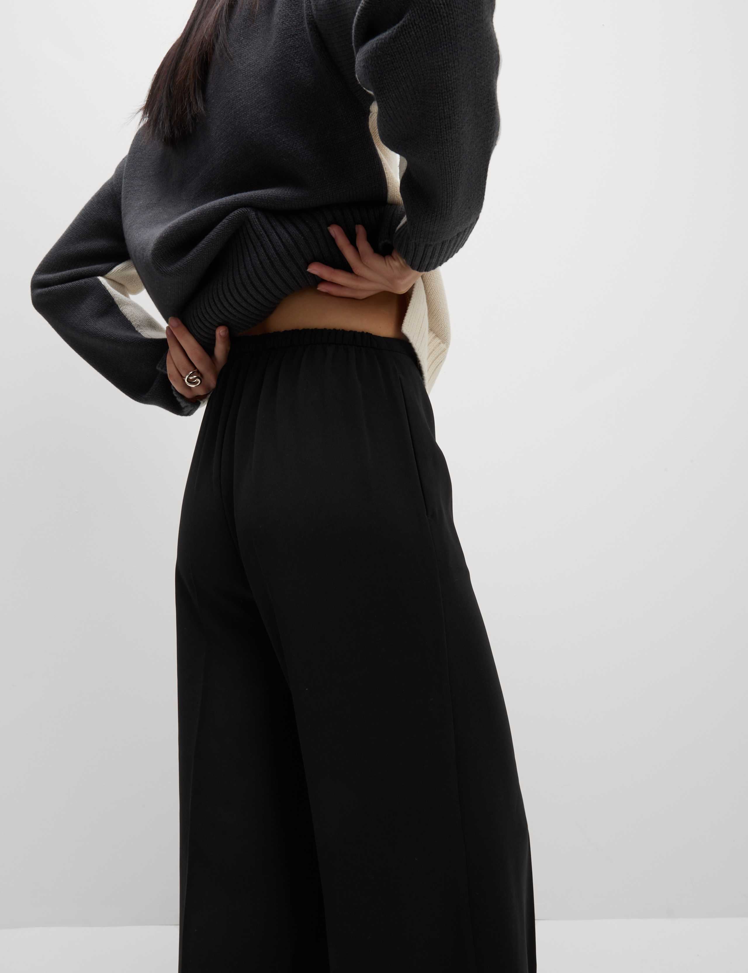 Crepe Elasticated Waist Wide Leg Trousers 6 of 6