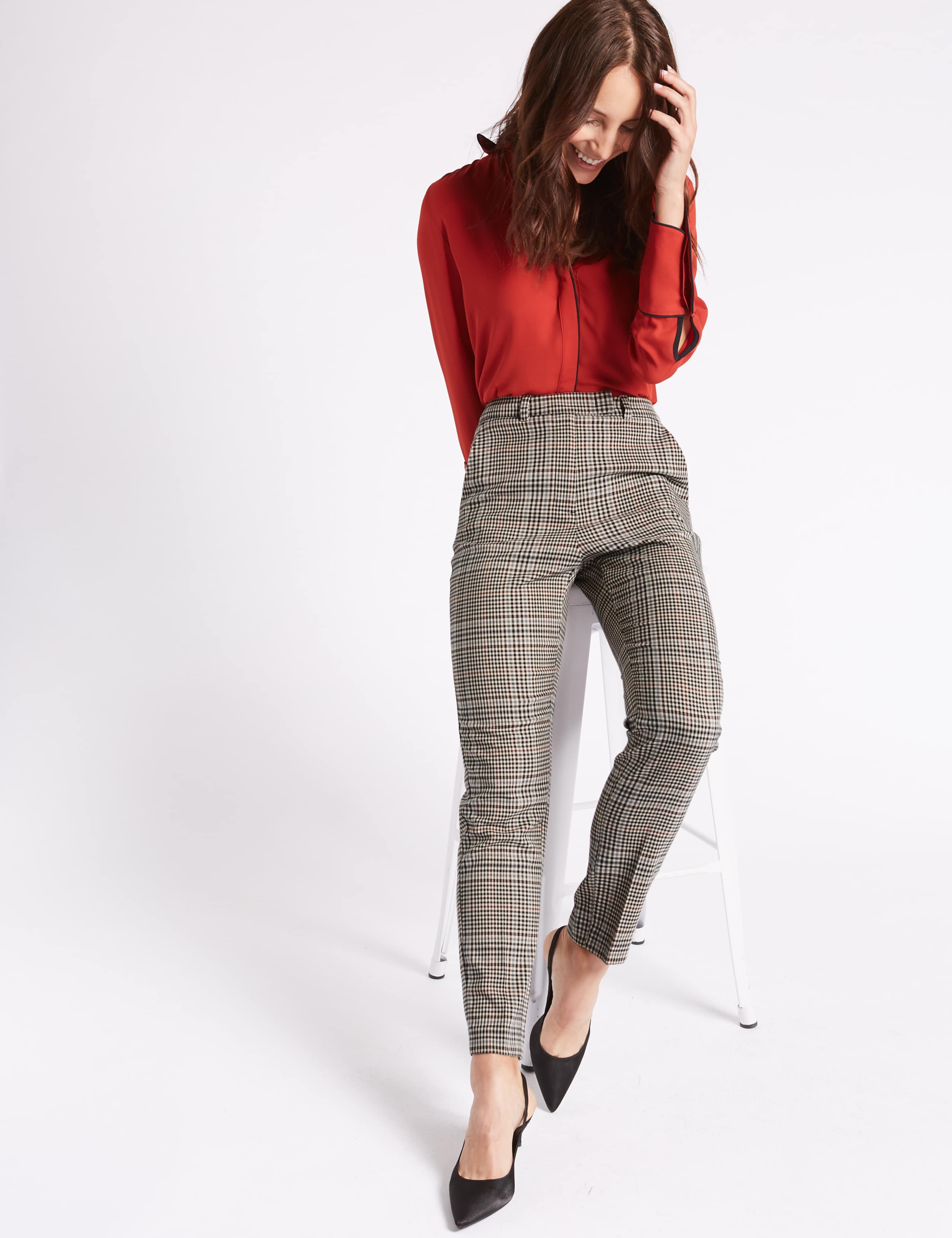 Checked Slim Leg Trousers 3 of 6