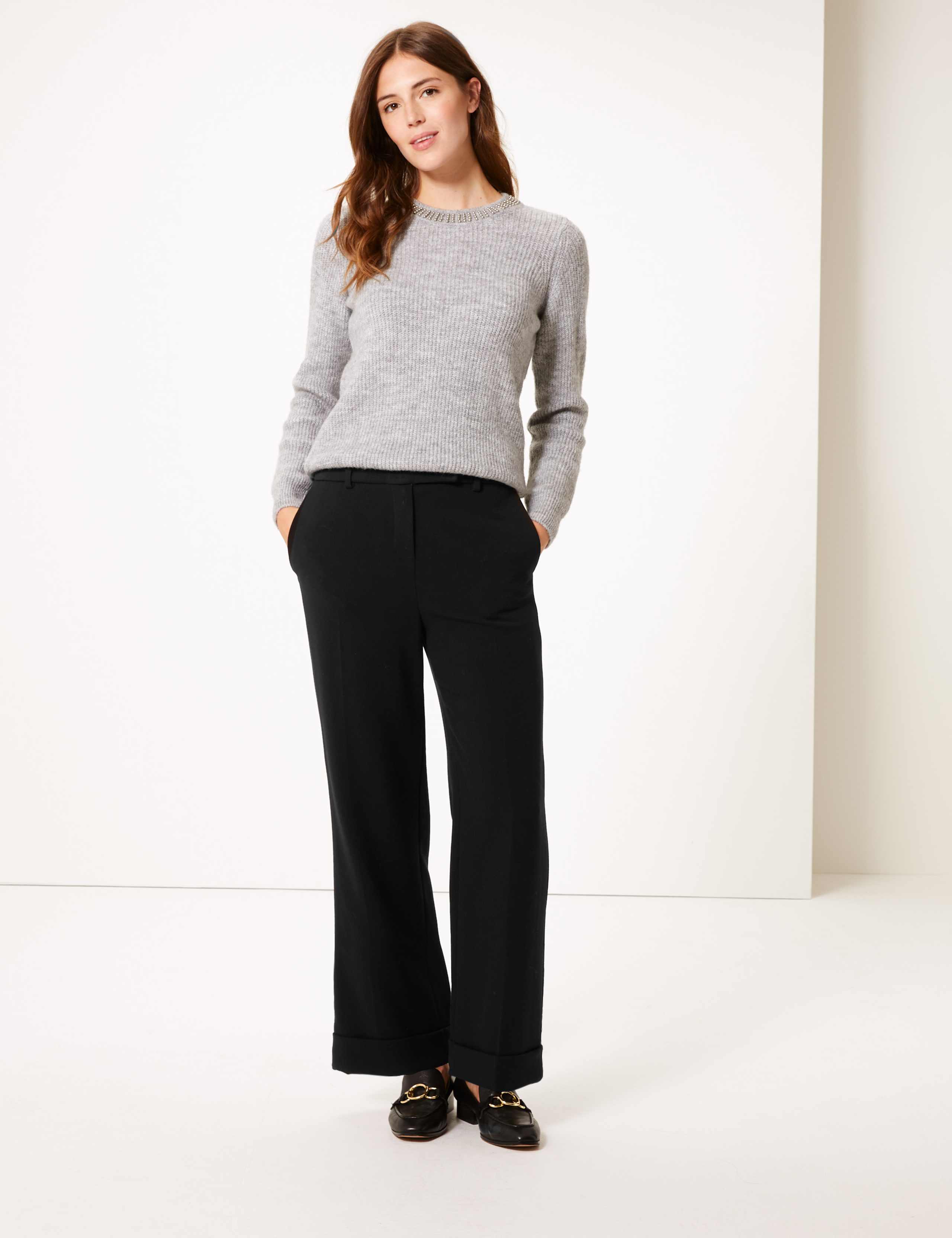 Turn-up Wide Leg Trousers M&S Collection M&S IE