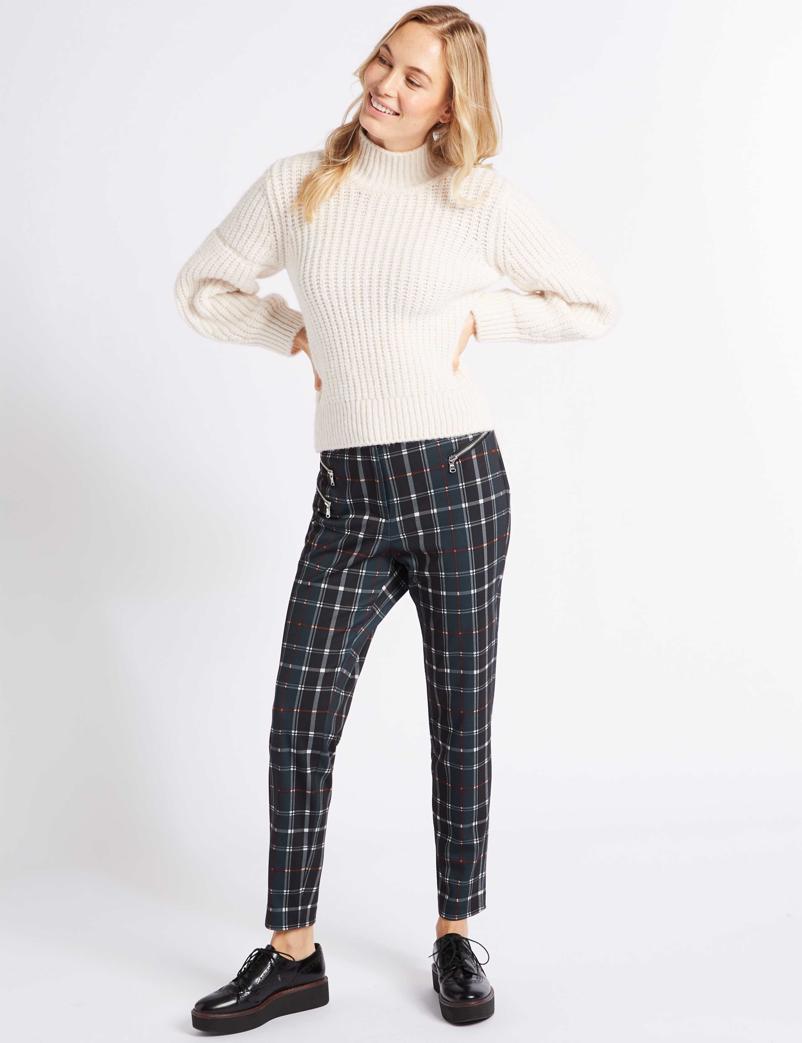 Checked Zipped Pocket Trousers 1 of 5