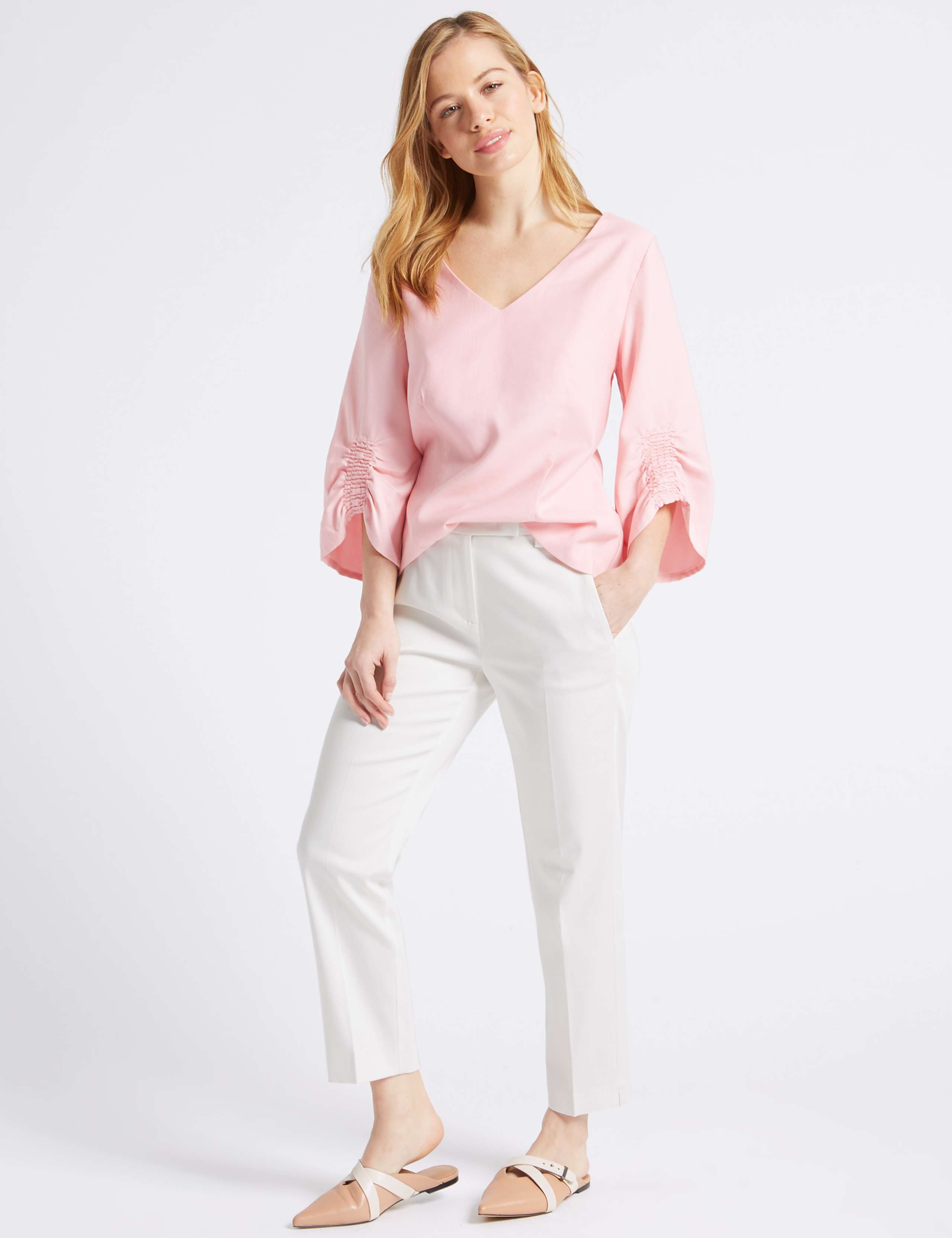 PETITE Cotton Rich Slim Leg Trousers 1 of 6
