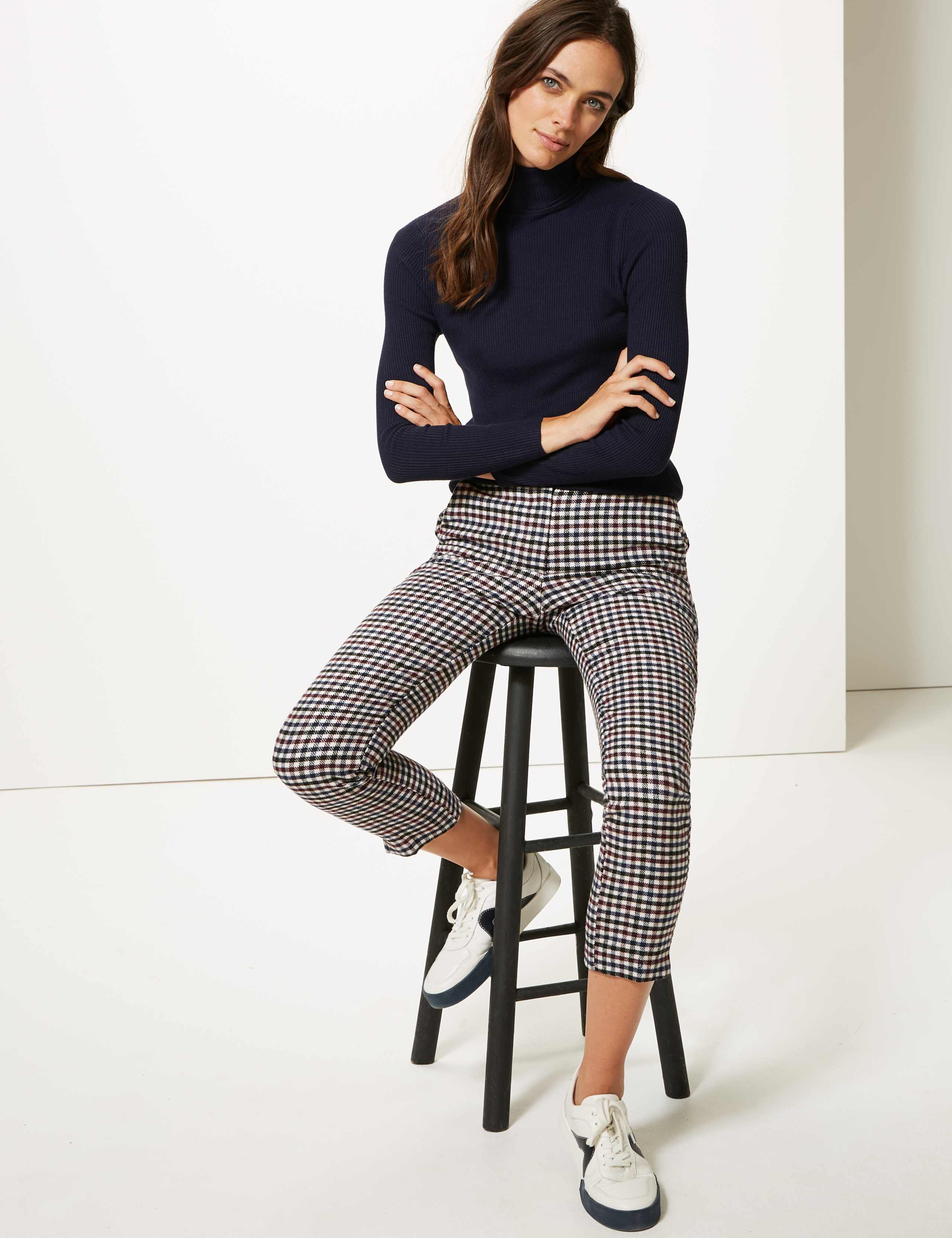 Checked Slim Leg Trousers 1 of 7