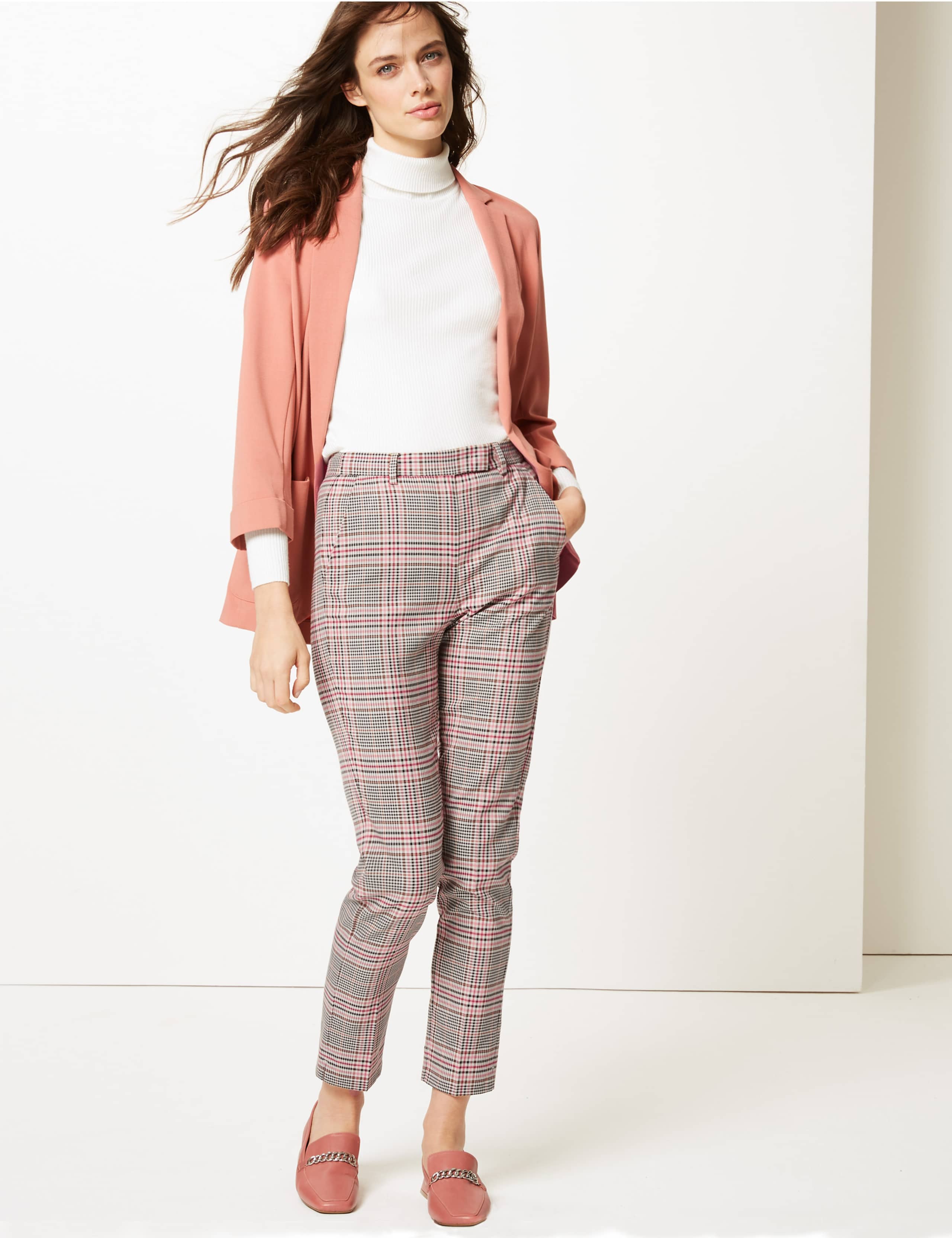 Mia Slim Checked Ankle Grazer Trousers 1 of 5
