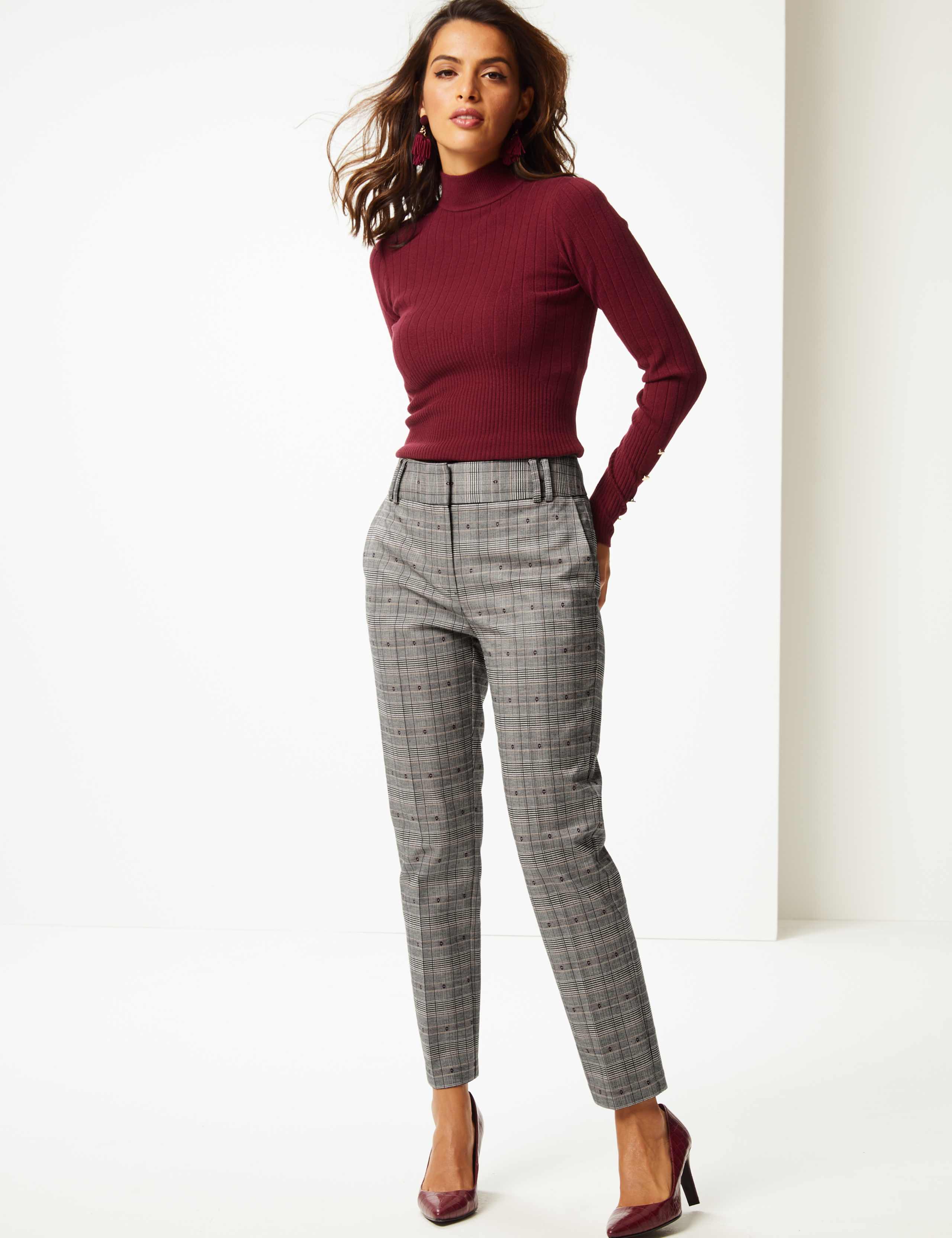 Checked Slim Leg Trousers 1 of 6