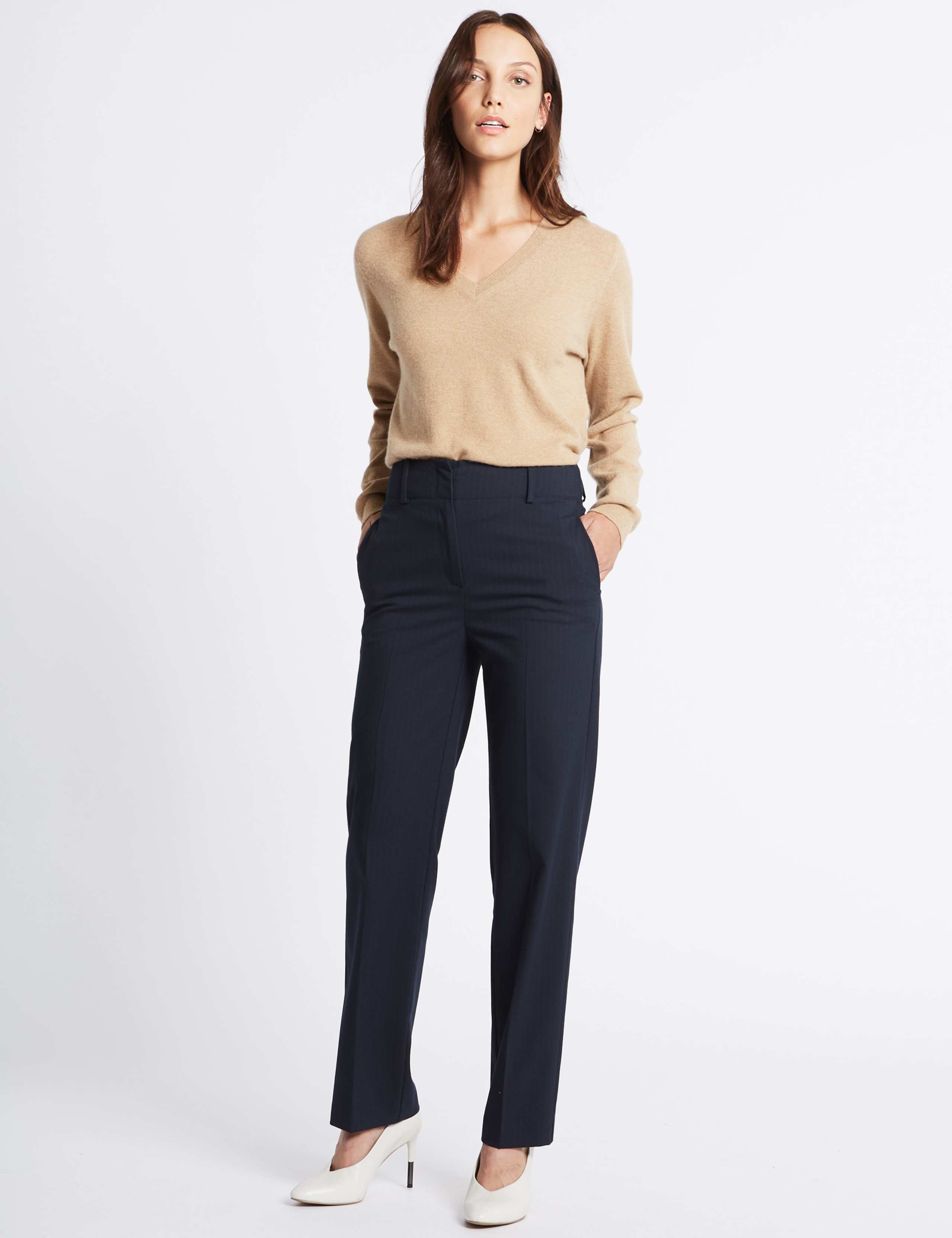 Pinstripe Straight Leg Trousers 1 of 5