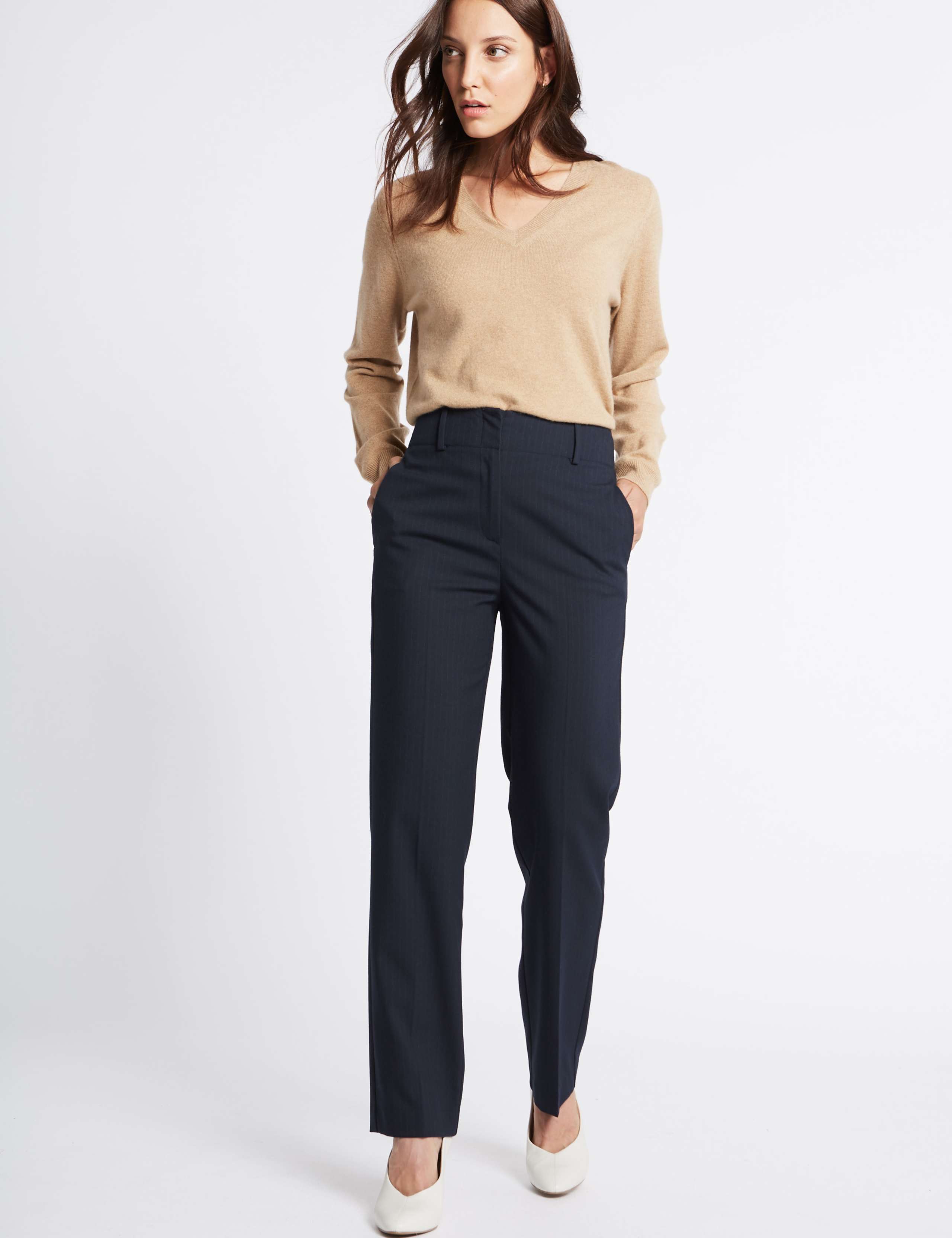 Pinstripe Straight Leg Trousers 2 of 5