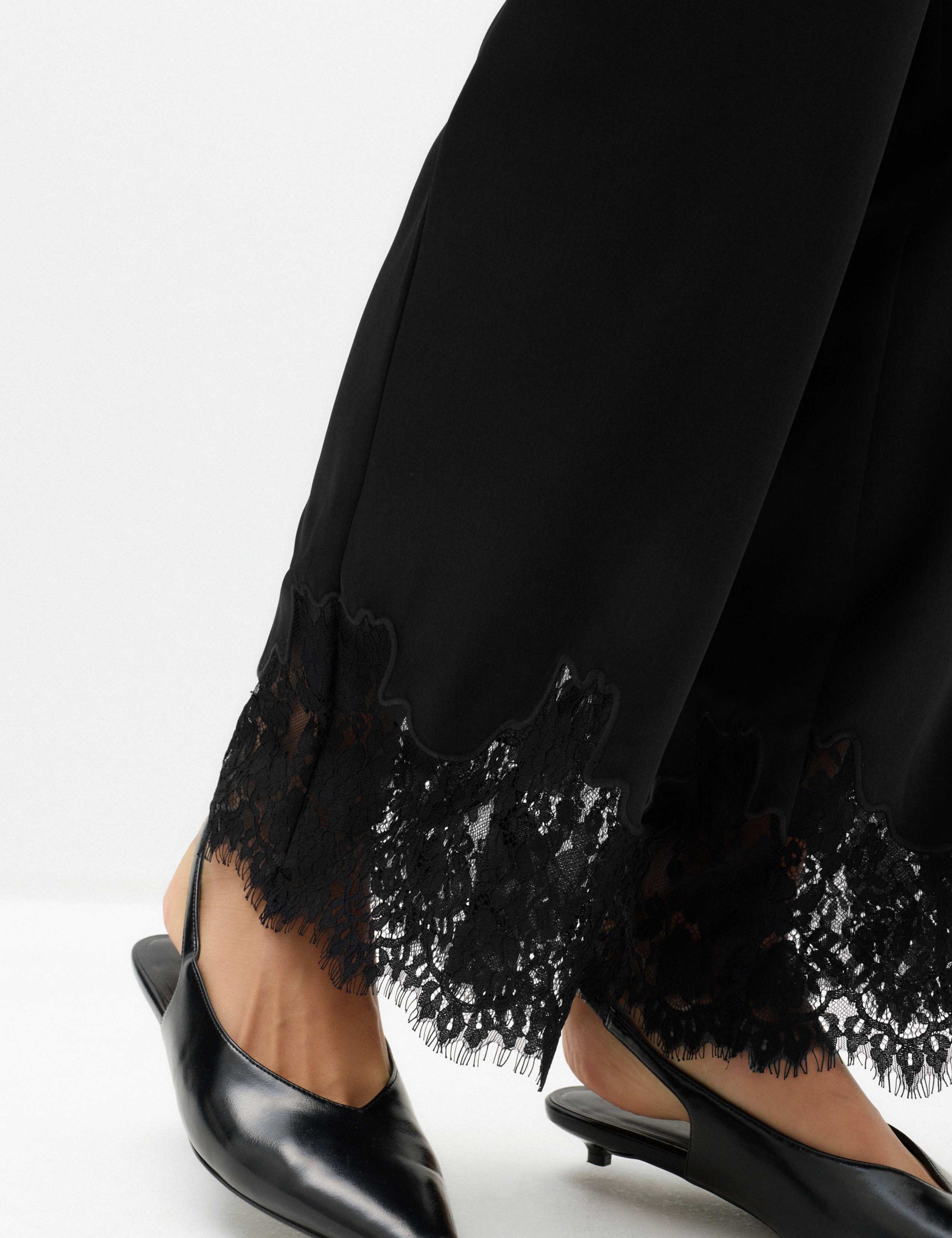 Satin Lace Hem Straight Leg Trousers 5 of 6