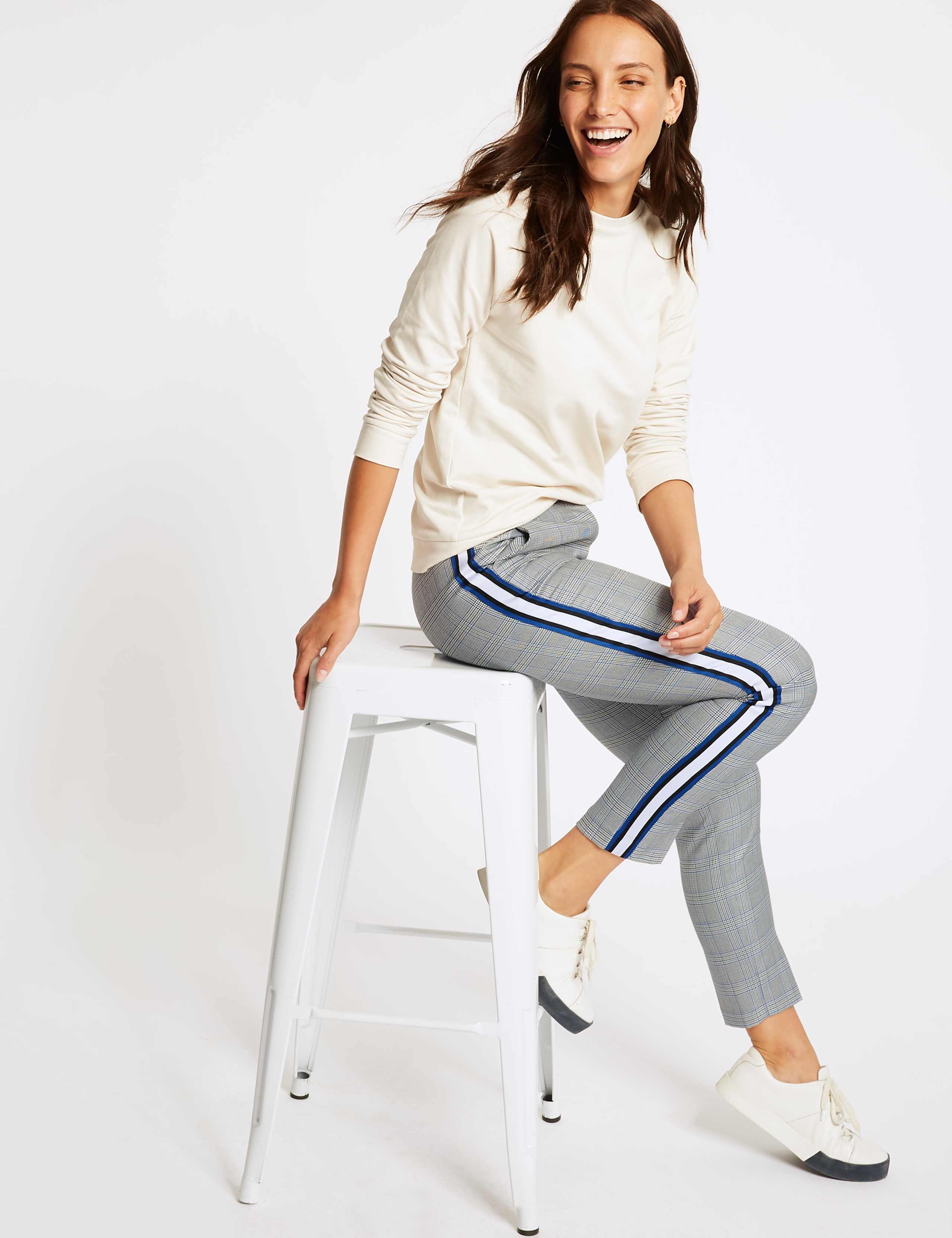 Checked Side Stripe Slim Leg Trousers 2 of 5