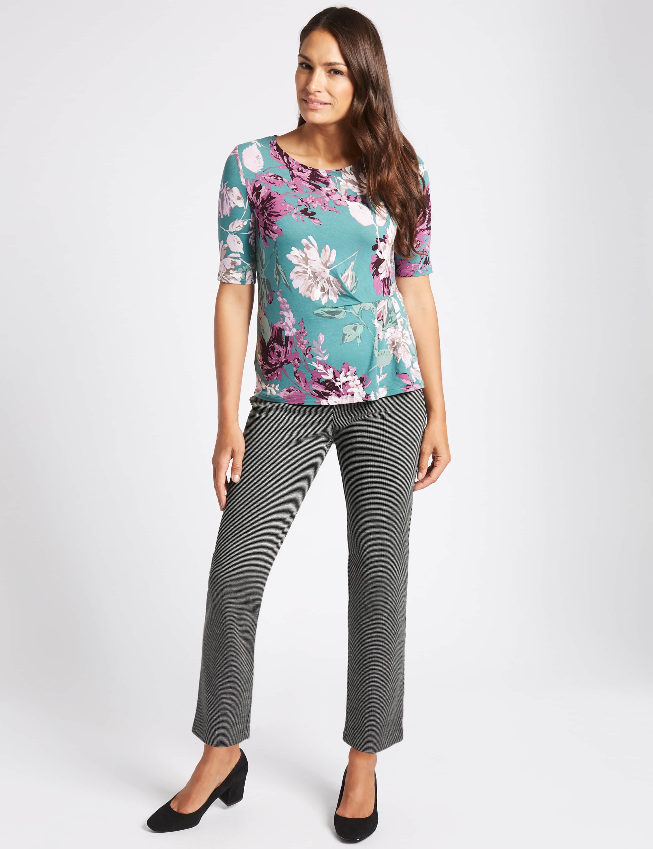 Textured Ponte Straight Leg Trousers 1 of 6