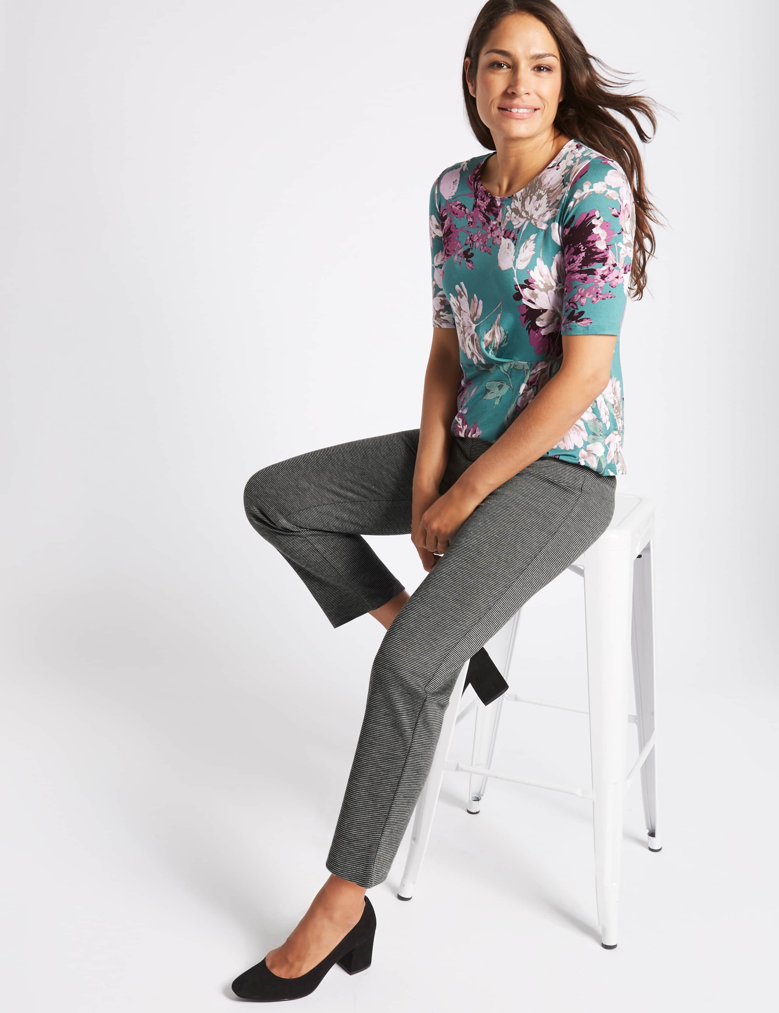 Textured Ponte Straight Leg Trousers 3 of 6