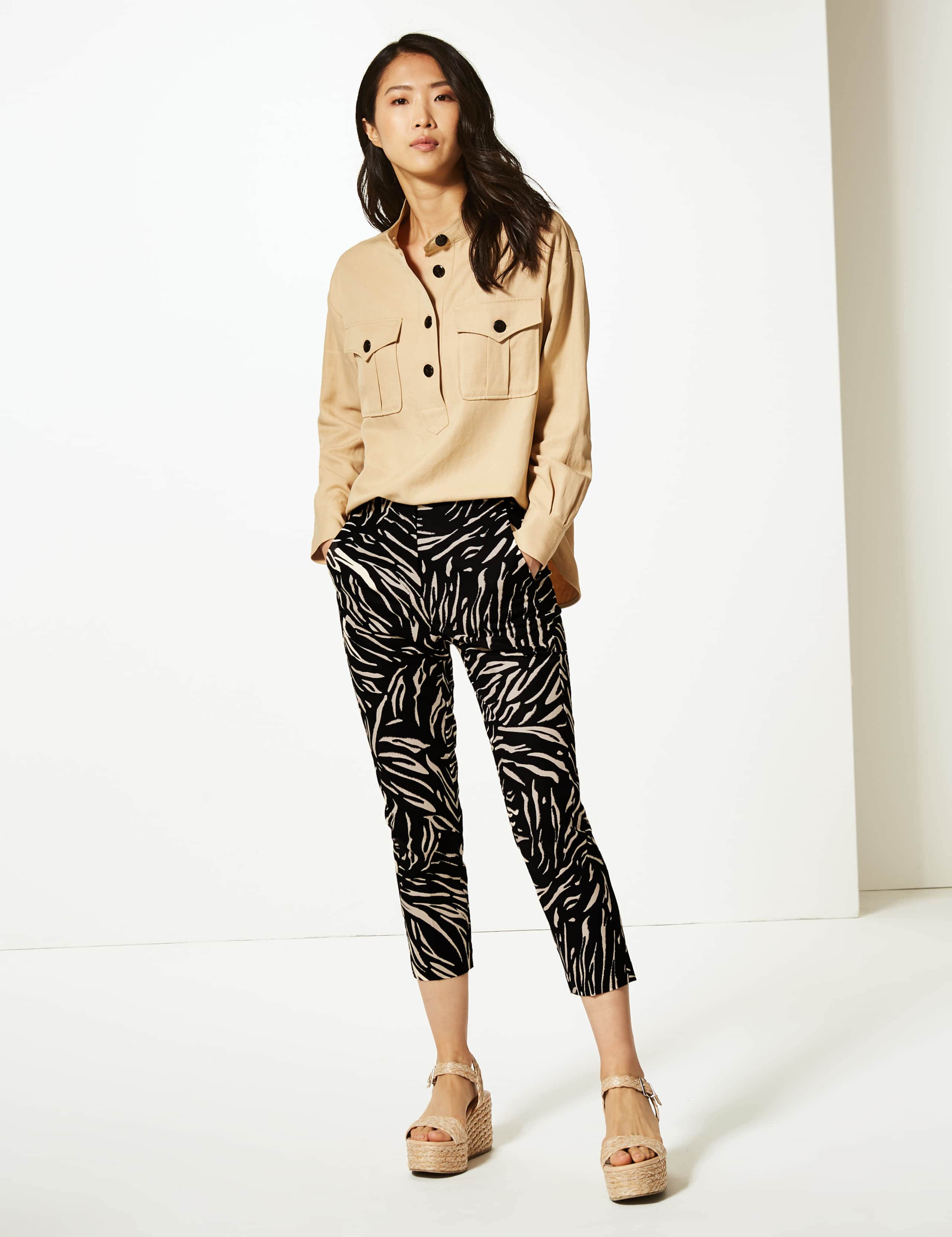 Mia Slim Animal Print Cropped Trousers 1 of 5