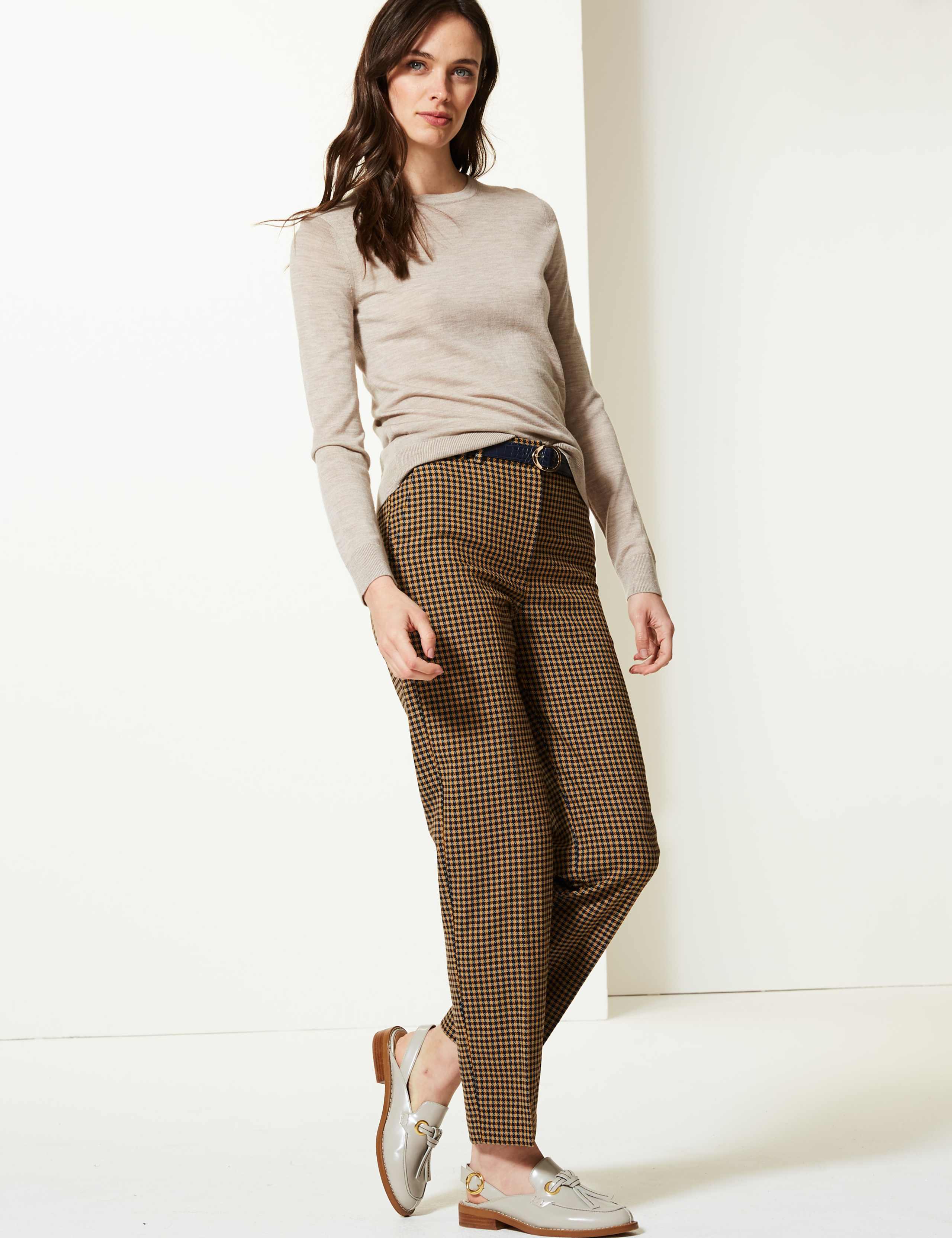 Checked Relaxed Straight Leg Trousers 1 of 5