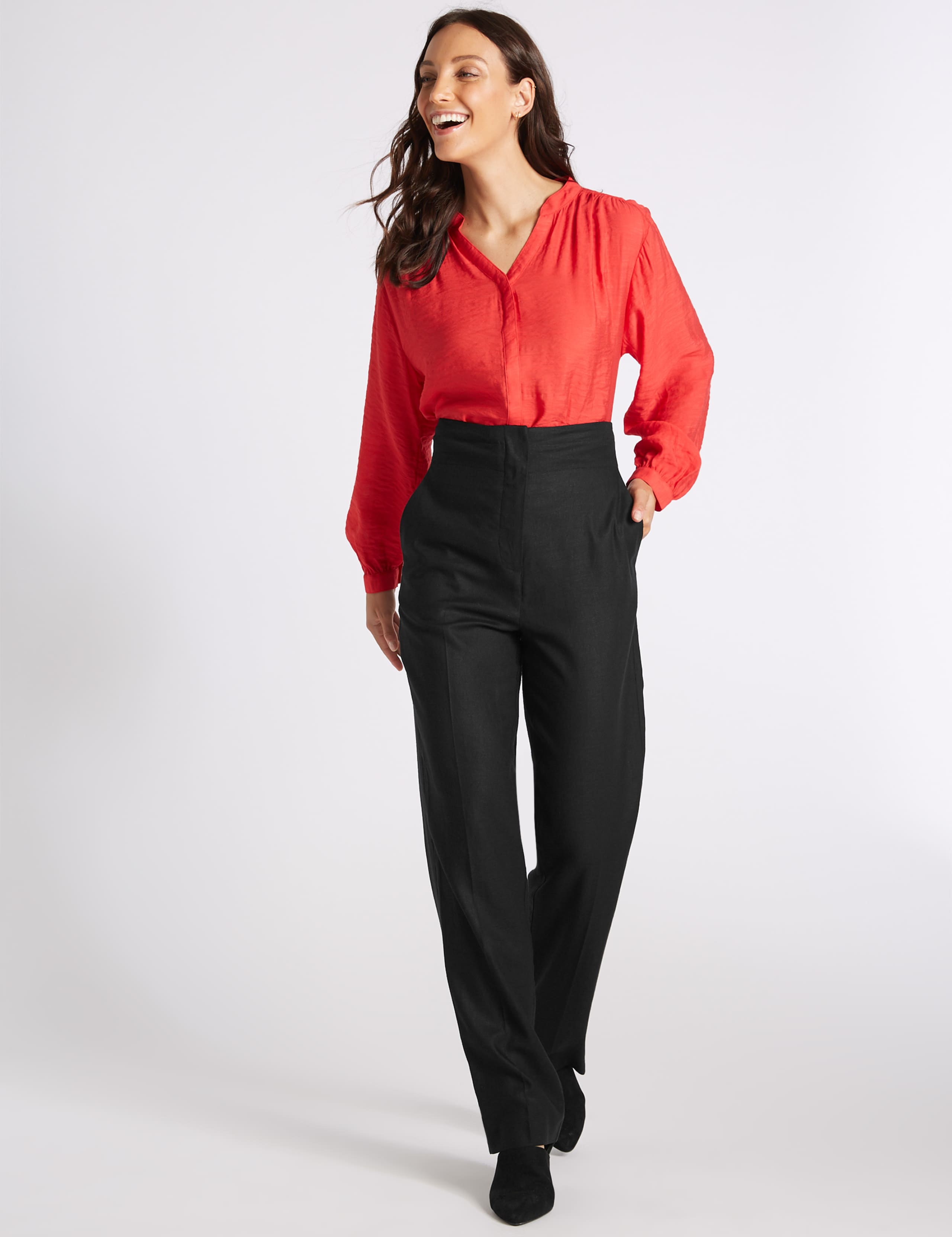 Linen Rich Straight Leg Trousers 1 of 6