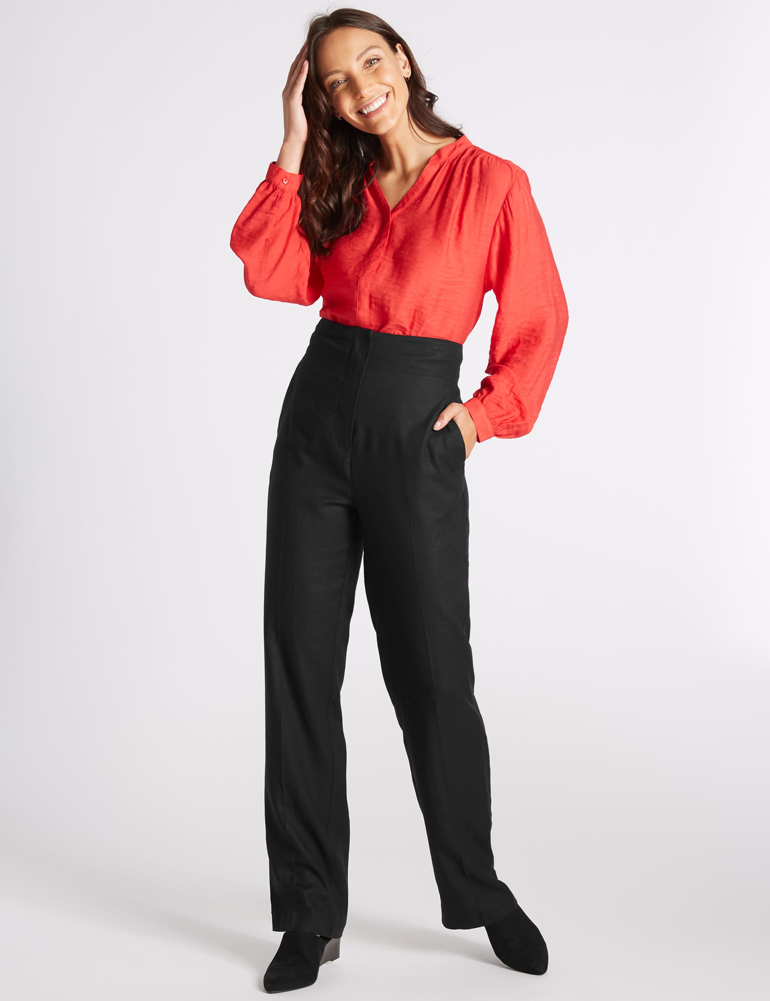 Linen Rich Straight Leg Trousers 3 of 6