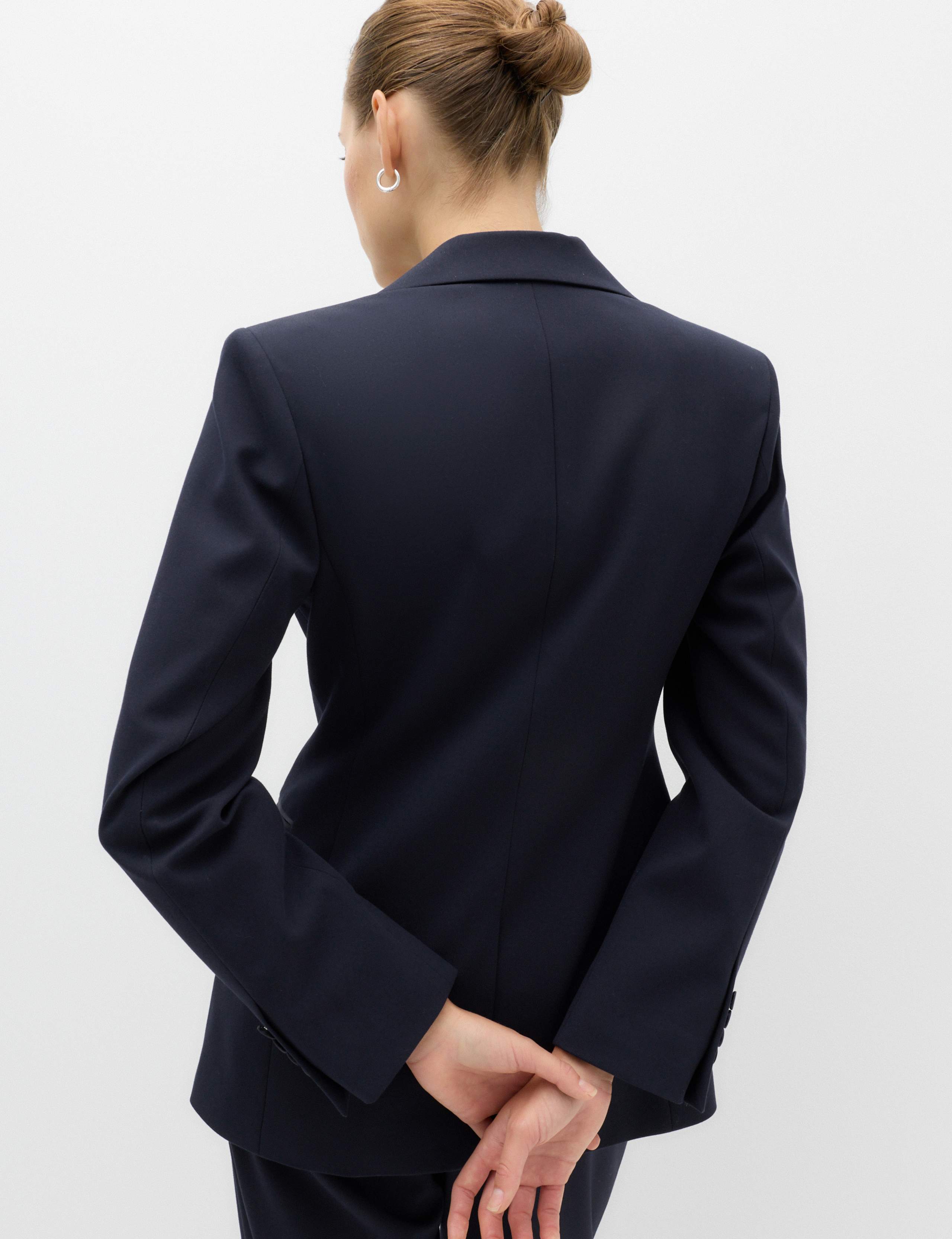 Straight Single Breasted Satin Trim Blazer 4 of 6