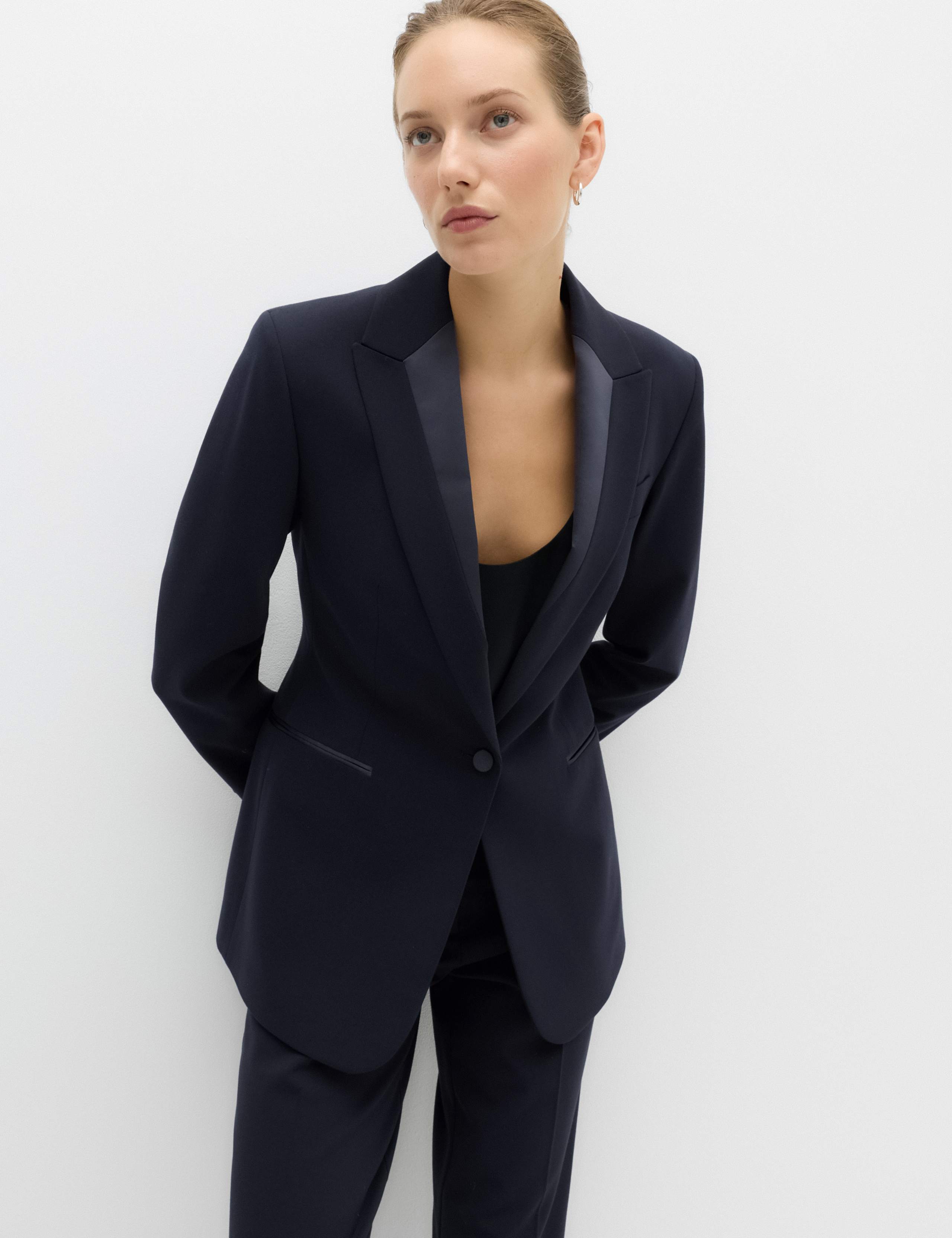 Straight Single Breasted Satin Trim Blazer 6 of 6