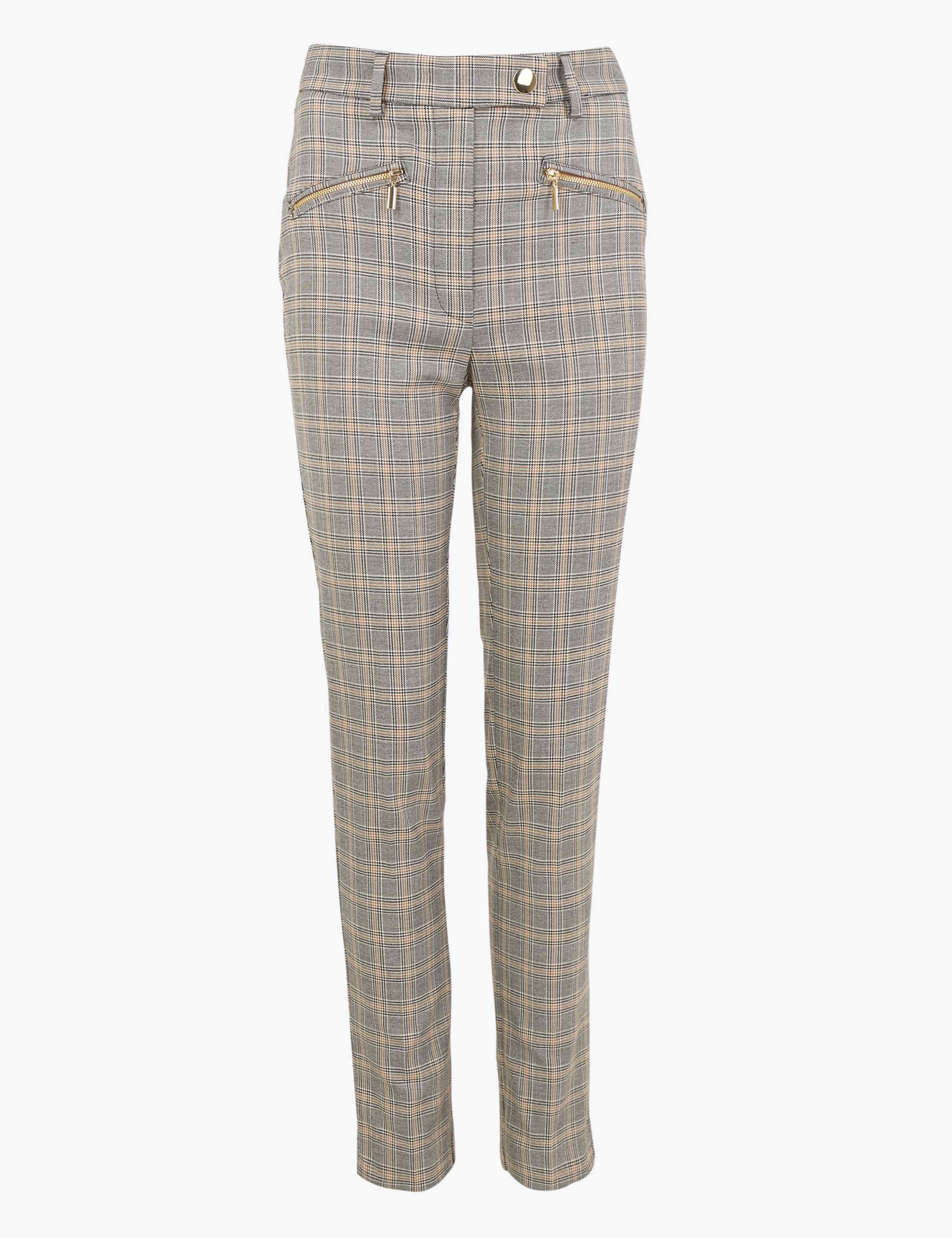 Mia Zip Checked Slim Ankle Grazer Trousers 2 of 6