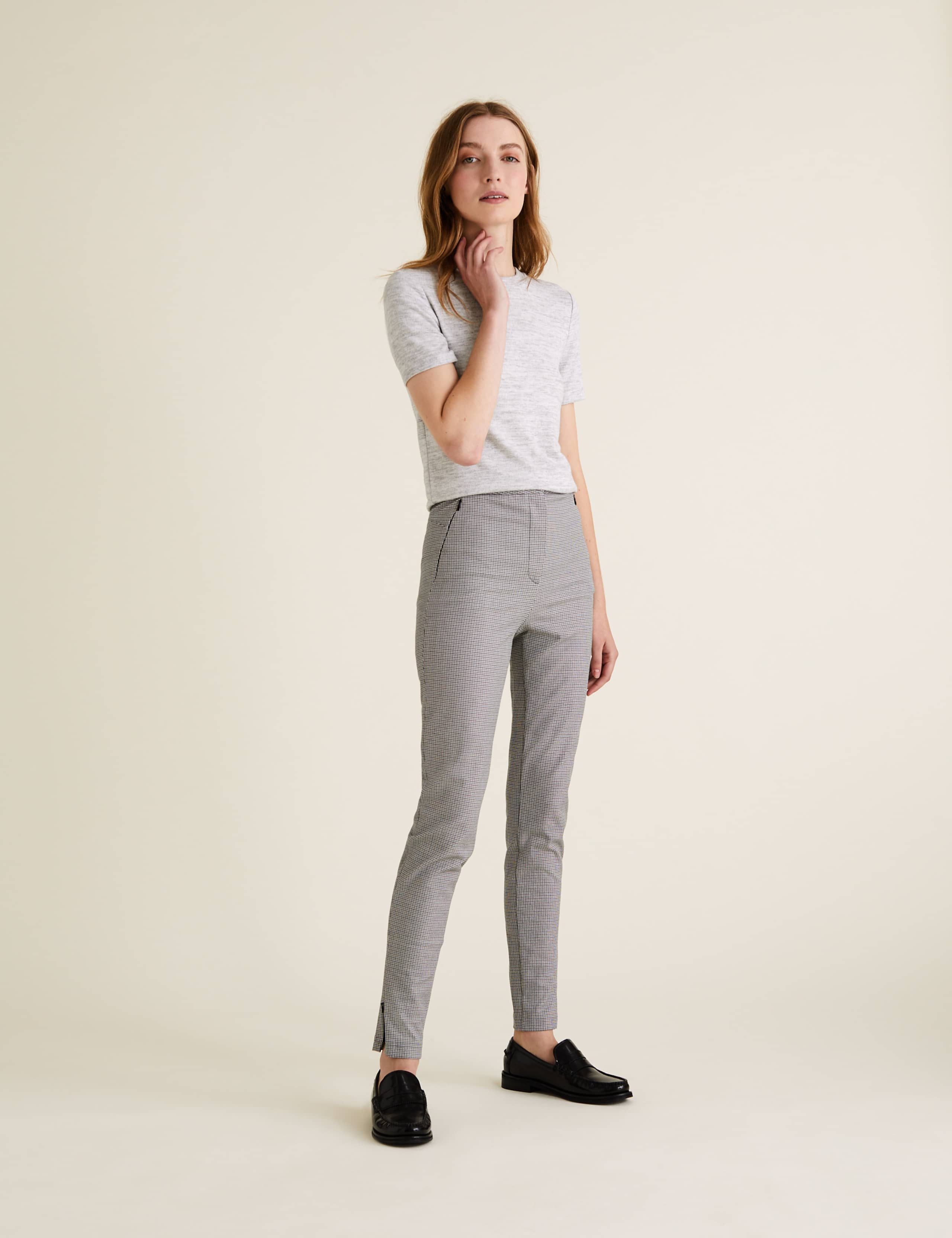 Cotton Checked Skinny Ankle Grazer Trousers 3 of 6