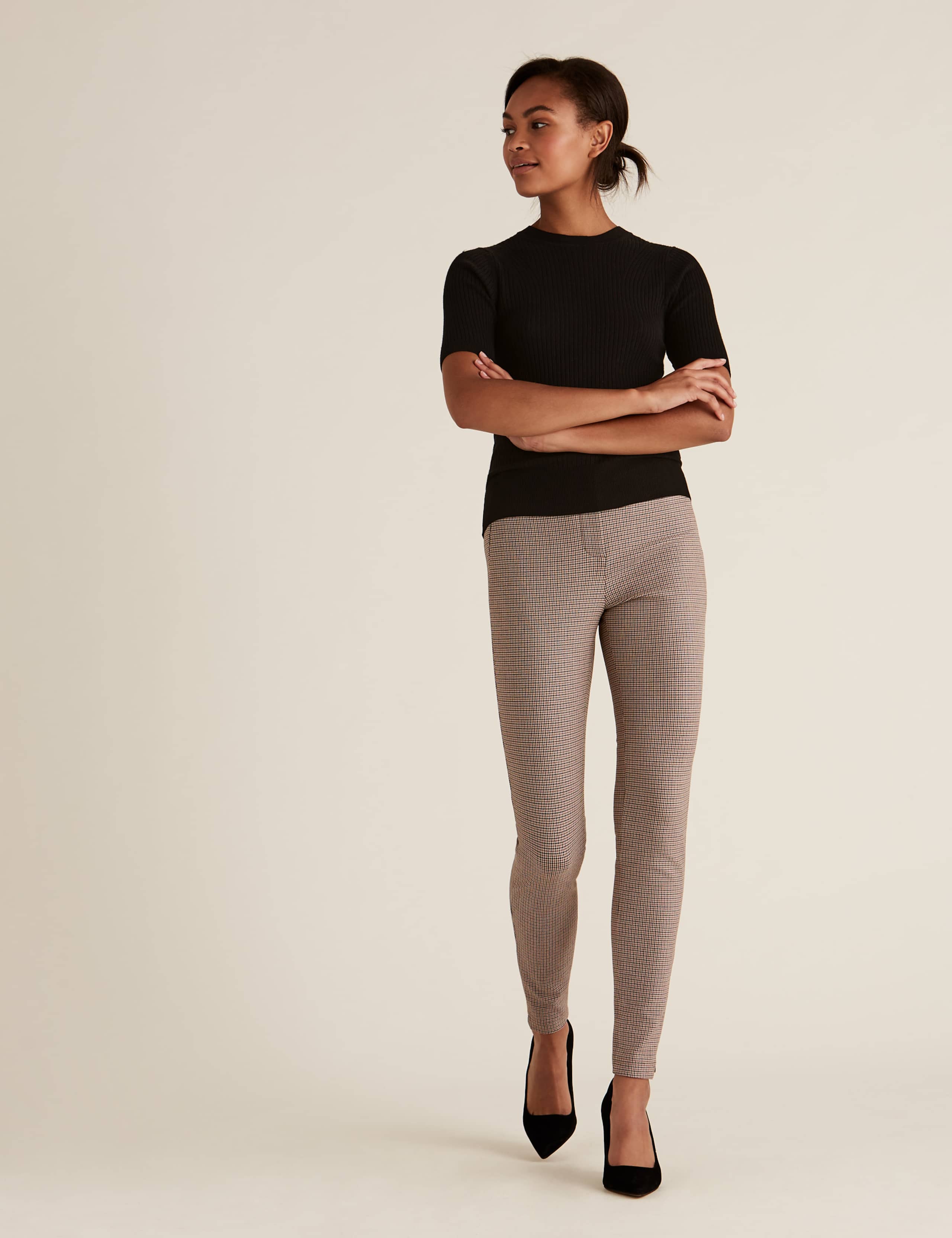 Cotton Checked Skinny Ankle Grazer Trousers 1 of 4