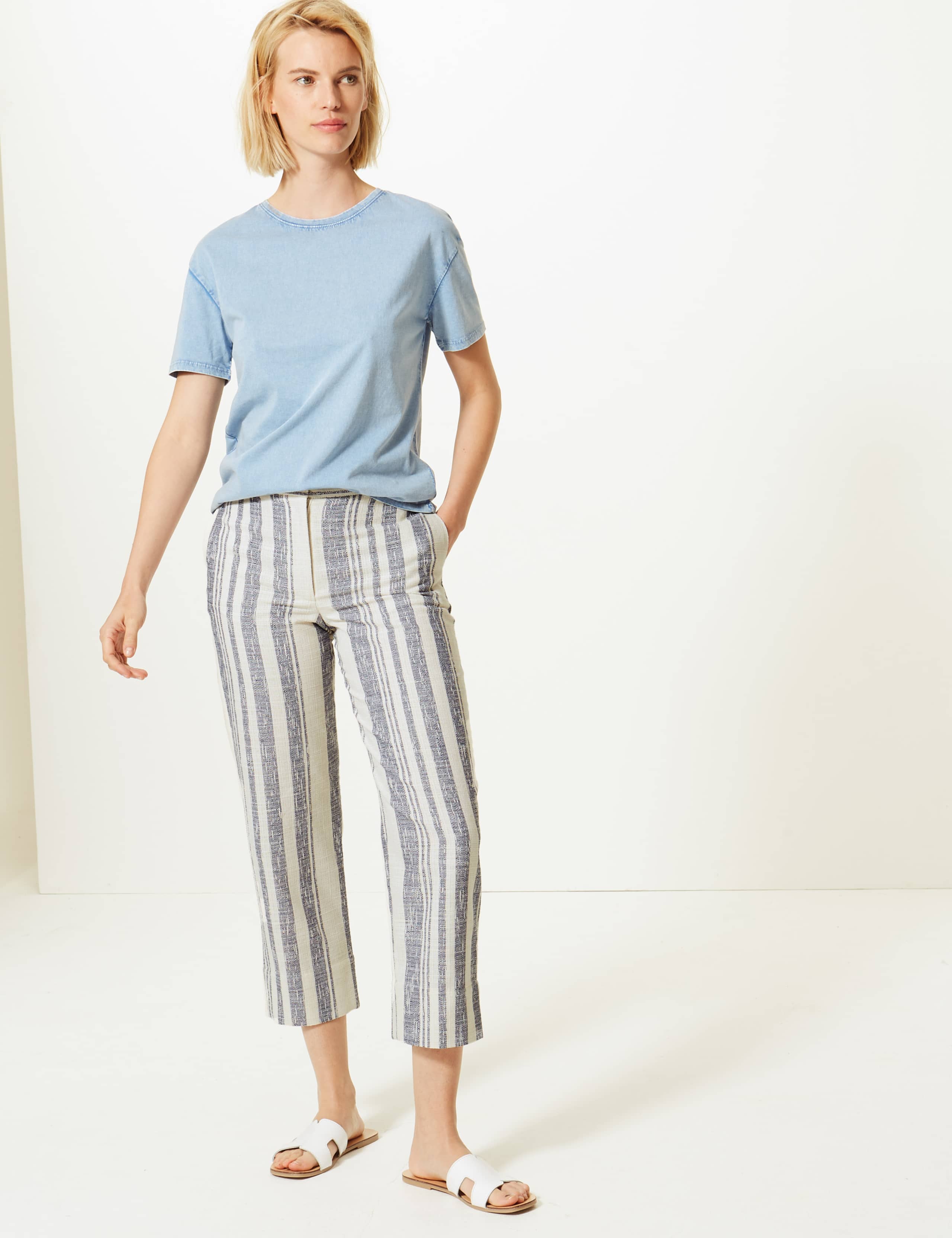 Evie Straight Leg Striped 7/8th Trousers 1 of 5