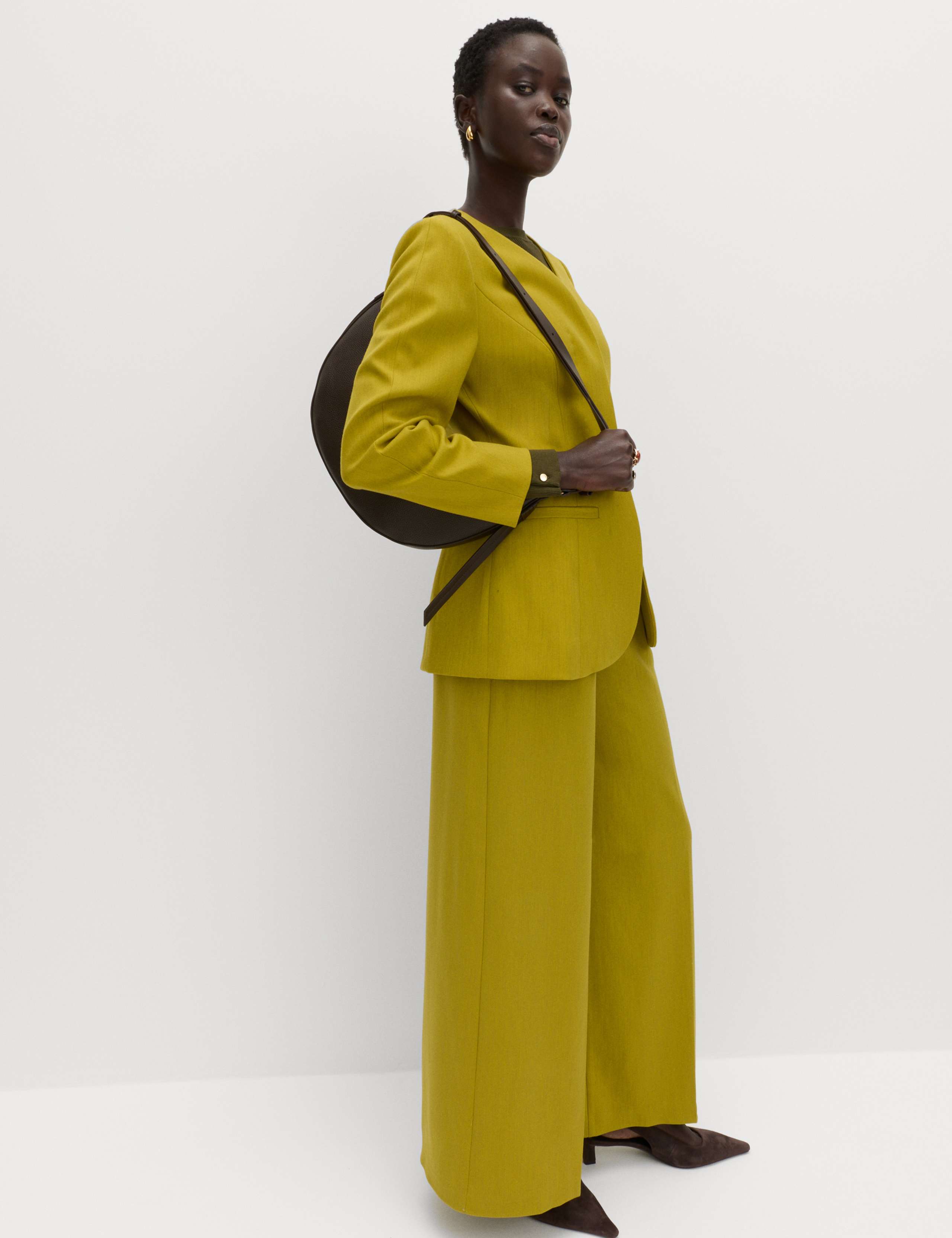 Sculpted Waisted Collarless Tailored Jacket 3 of 6