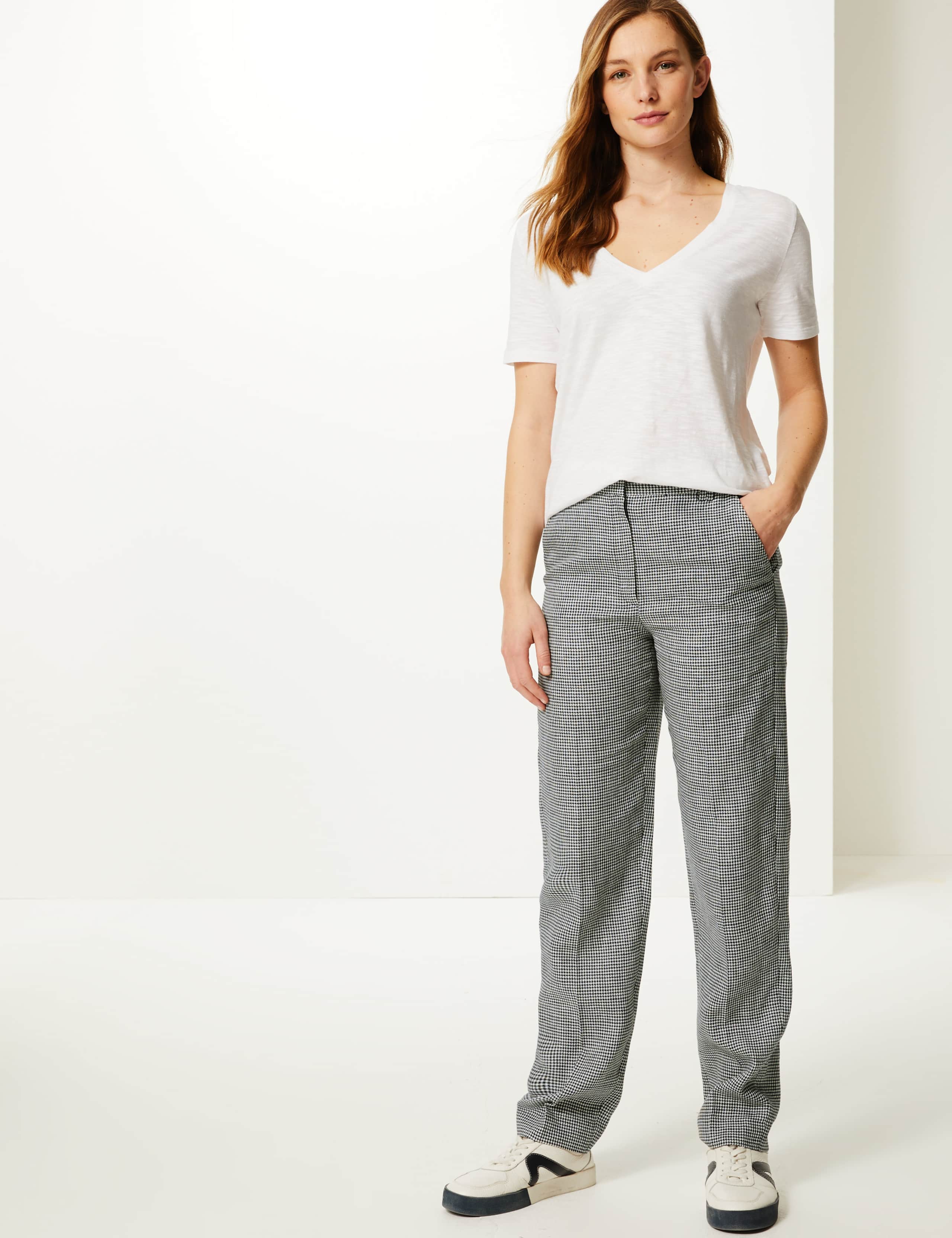 Freya Relaxed Checked Straight Leg Trousers 1 of 5