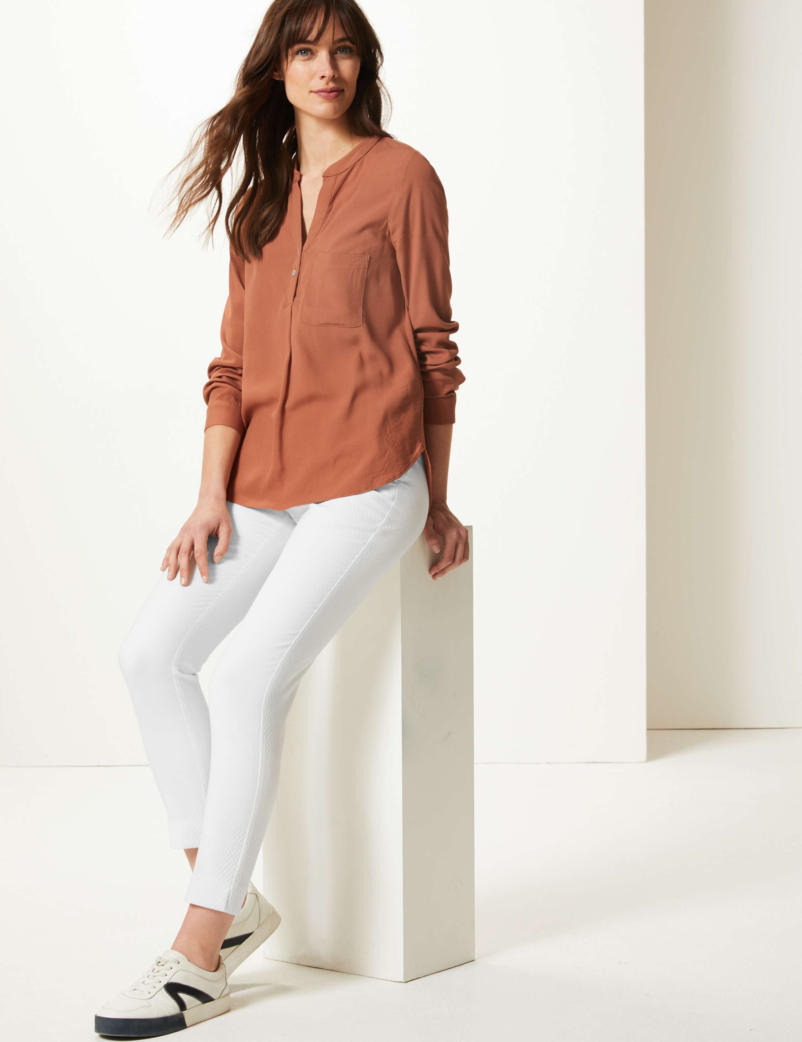 Mia Slim Jacquard Ankle Grazer Trousers 1 of 5