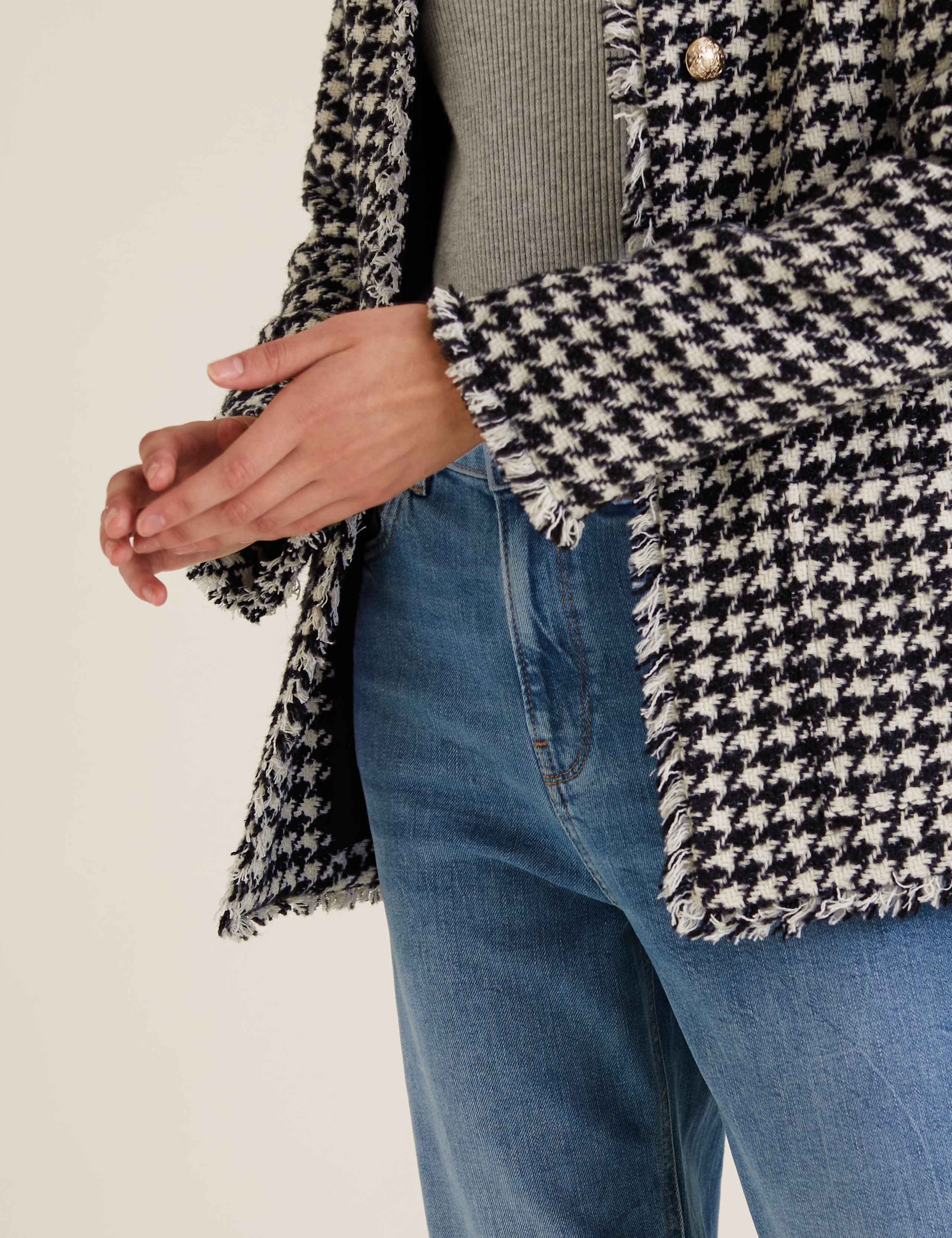 Tweed Straight Dogtooth Longline Blazer 3 of 5