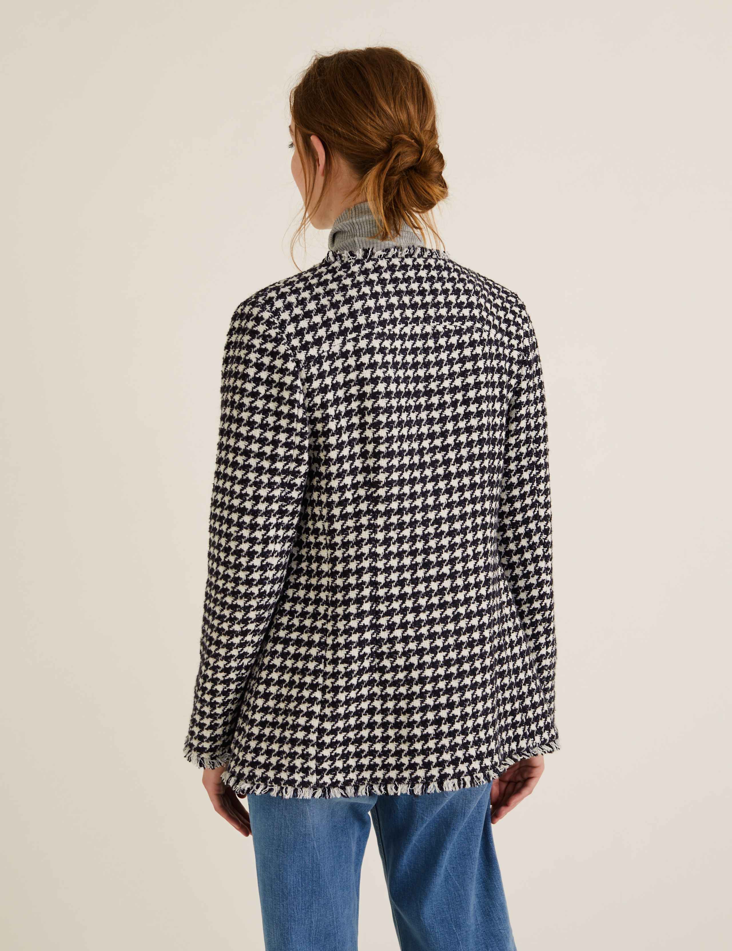 Tweed Straight Dogtooth Longline Blazer 4 of 5