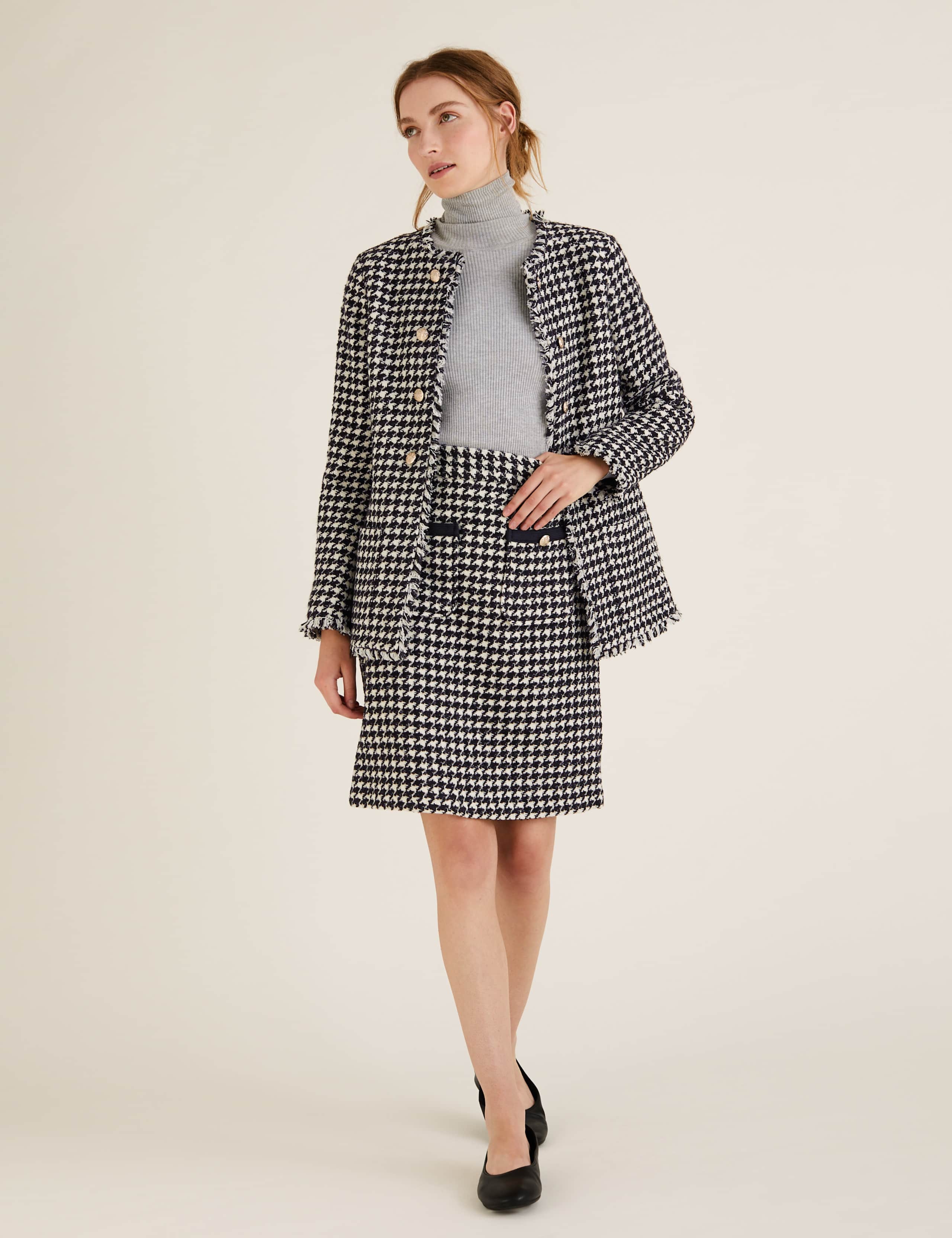 Tweed Straight Dogtooth Longline Blazer 5 of 5
