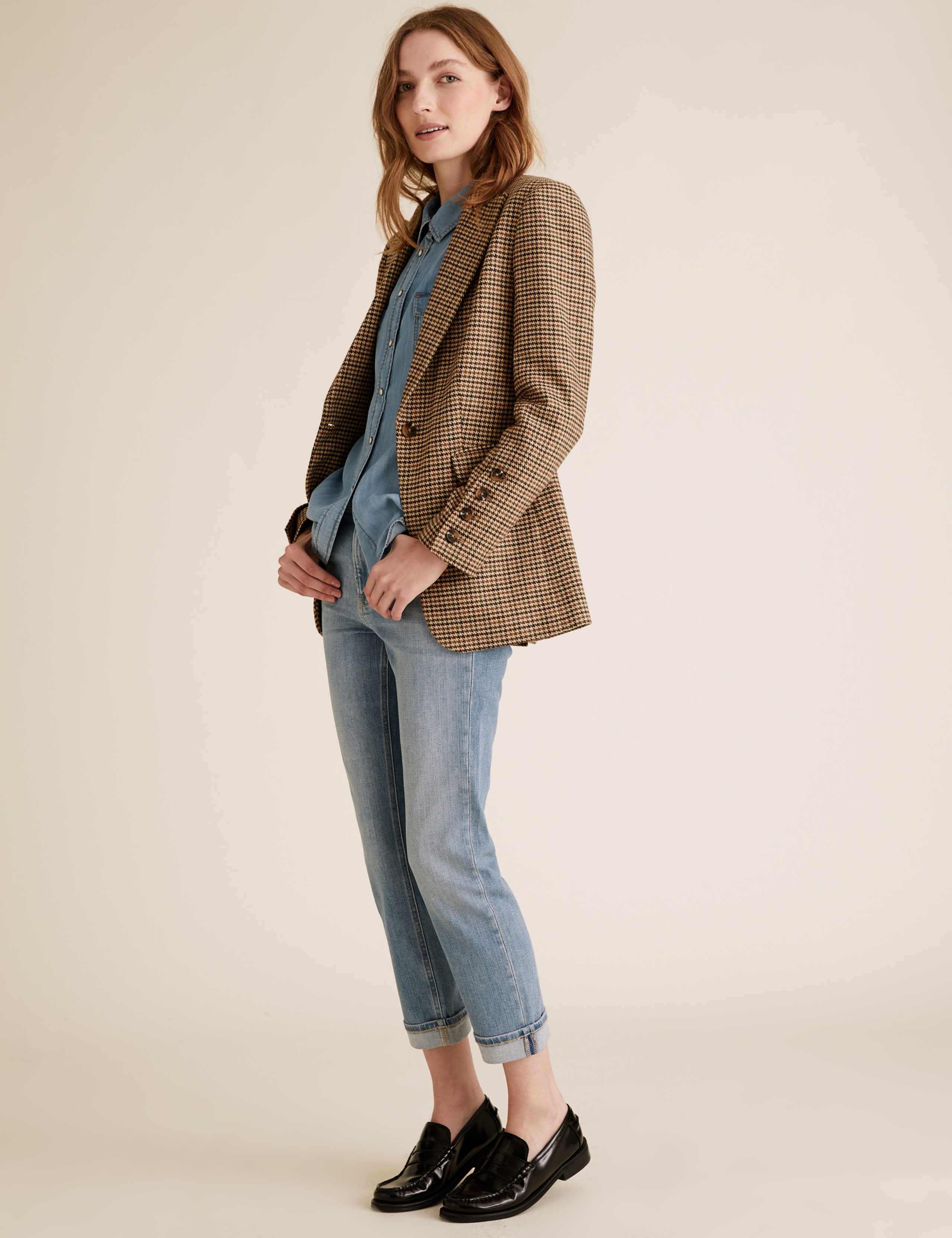 Wool Tailored Dogtooth Blazer 1 of 5