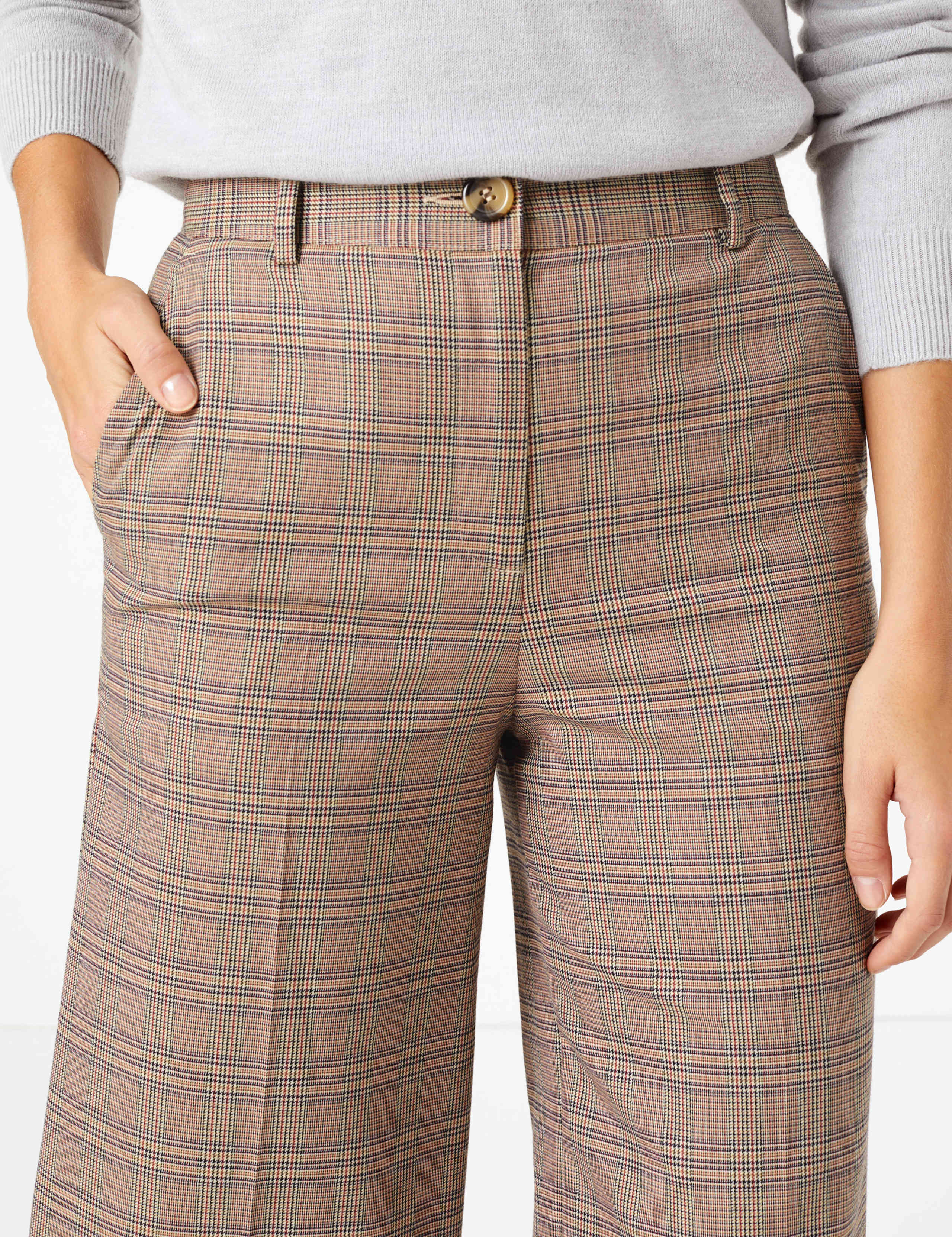 Checked Wide Leg 7/8th Trousers 3 of 5