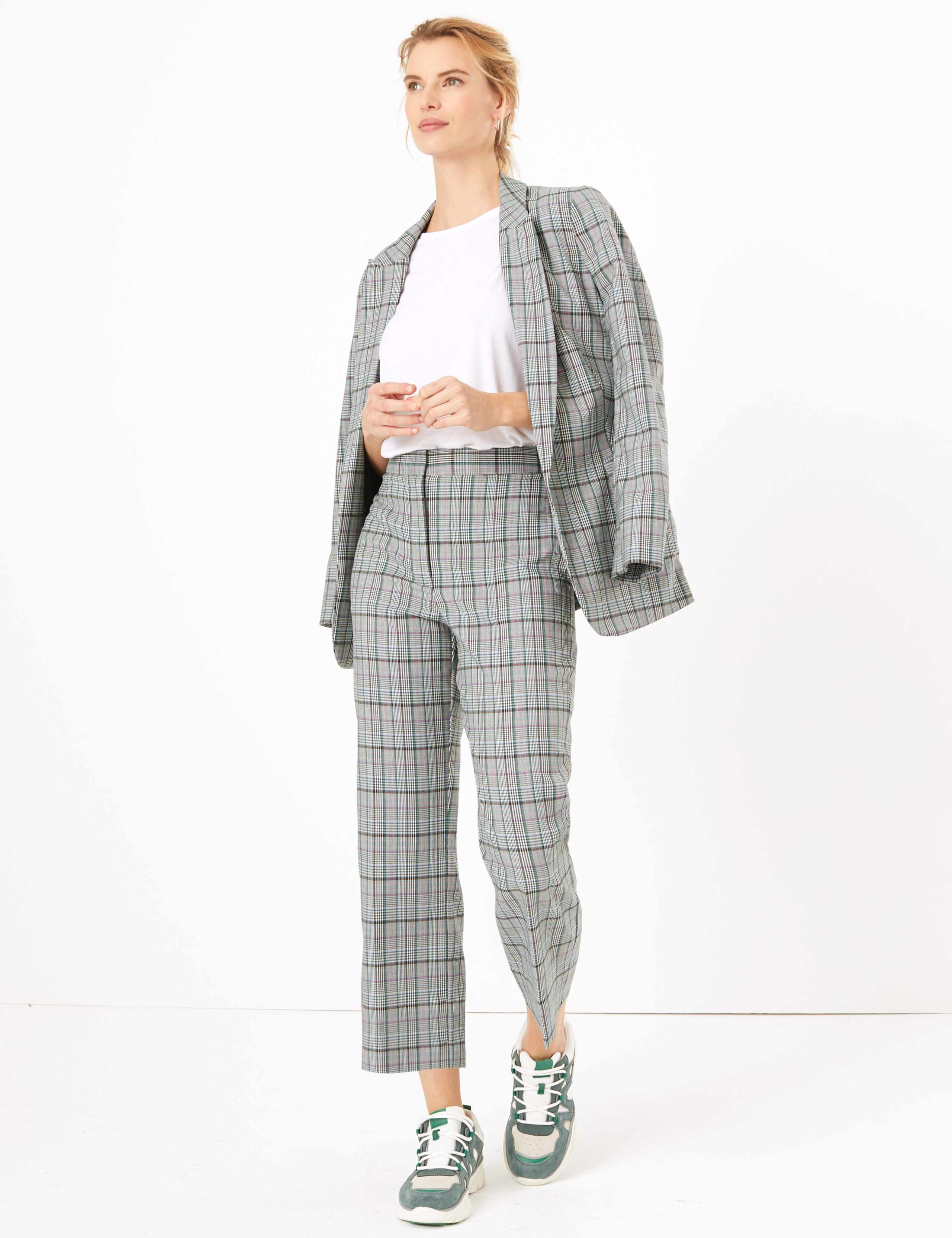 Evie Checked Straight 7/8th Trousers 1 of 5