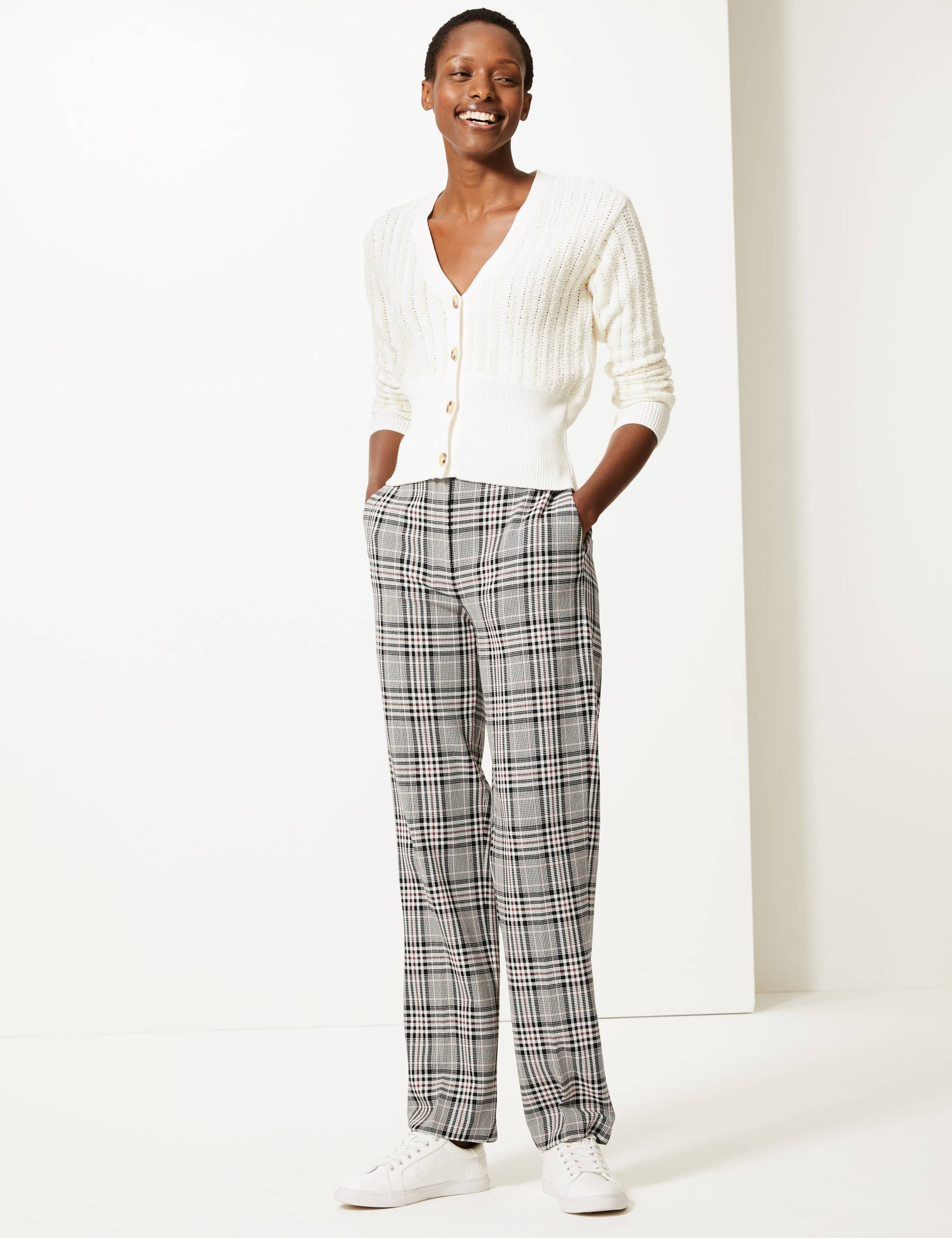 Freya Checked Relaxed Straight Trousers 1 of 5