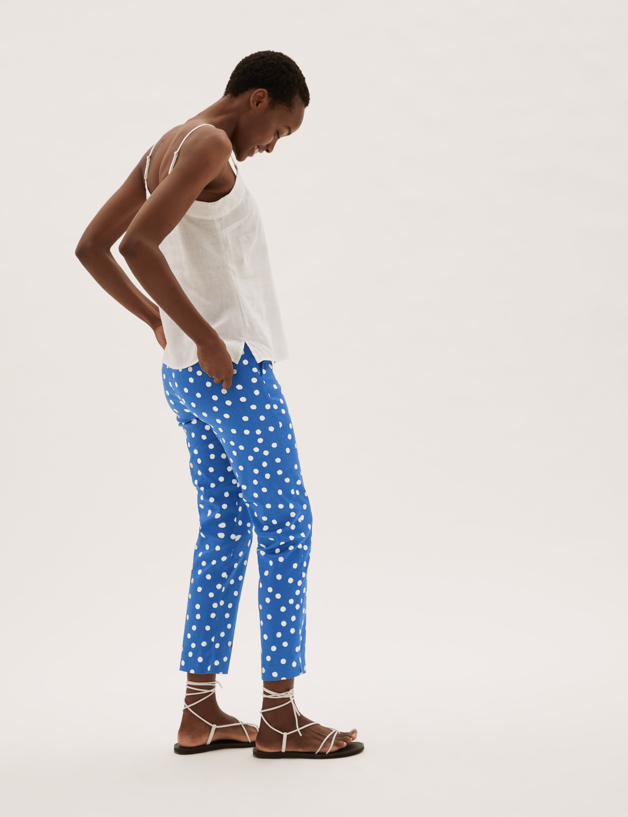 Cotton Polka Dot Slim Fit 7/8 Trousers 4 of 6