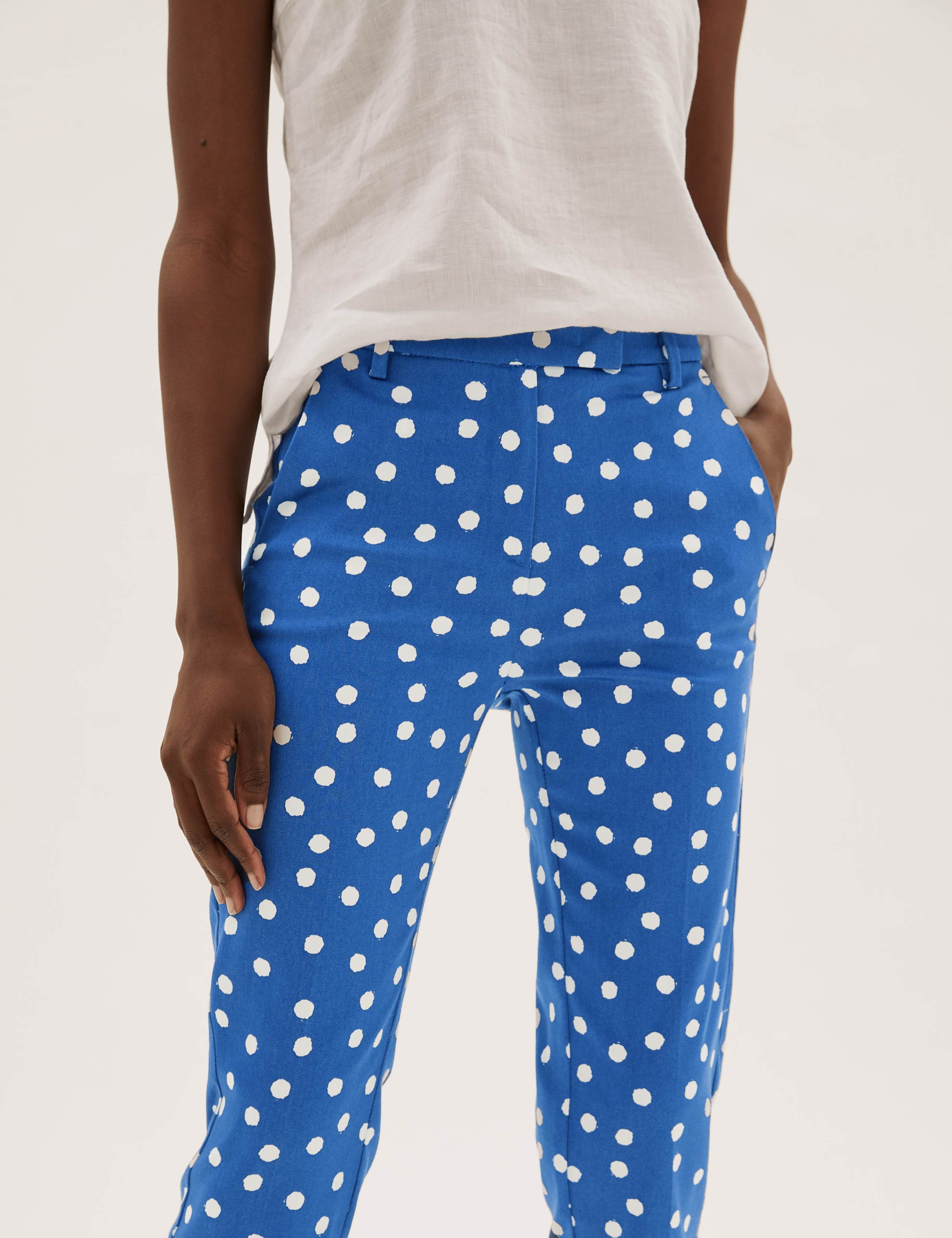 Cotton Polka Dot Slim Fit 7/8 Trousers 5 of 6