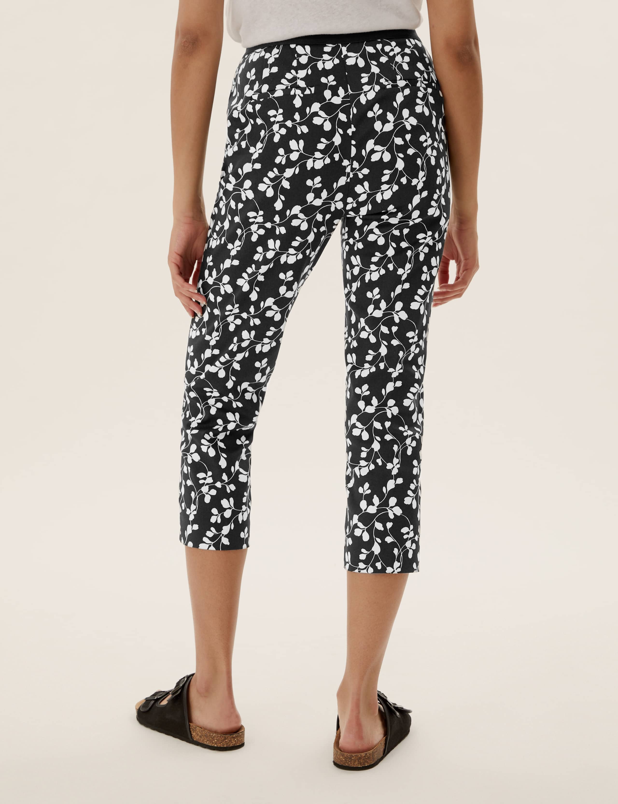Cotton Floral Slim Fit Cropped Trousers 4 of 5