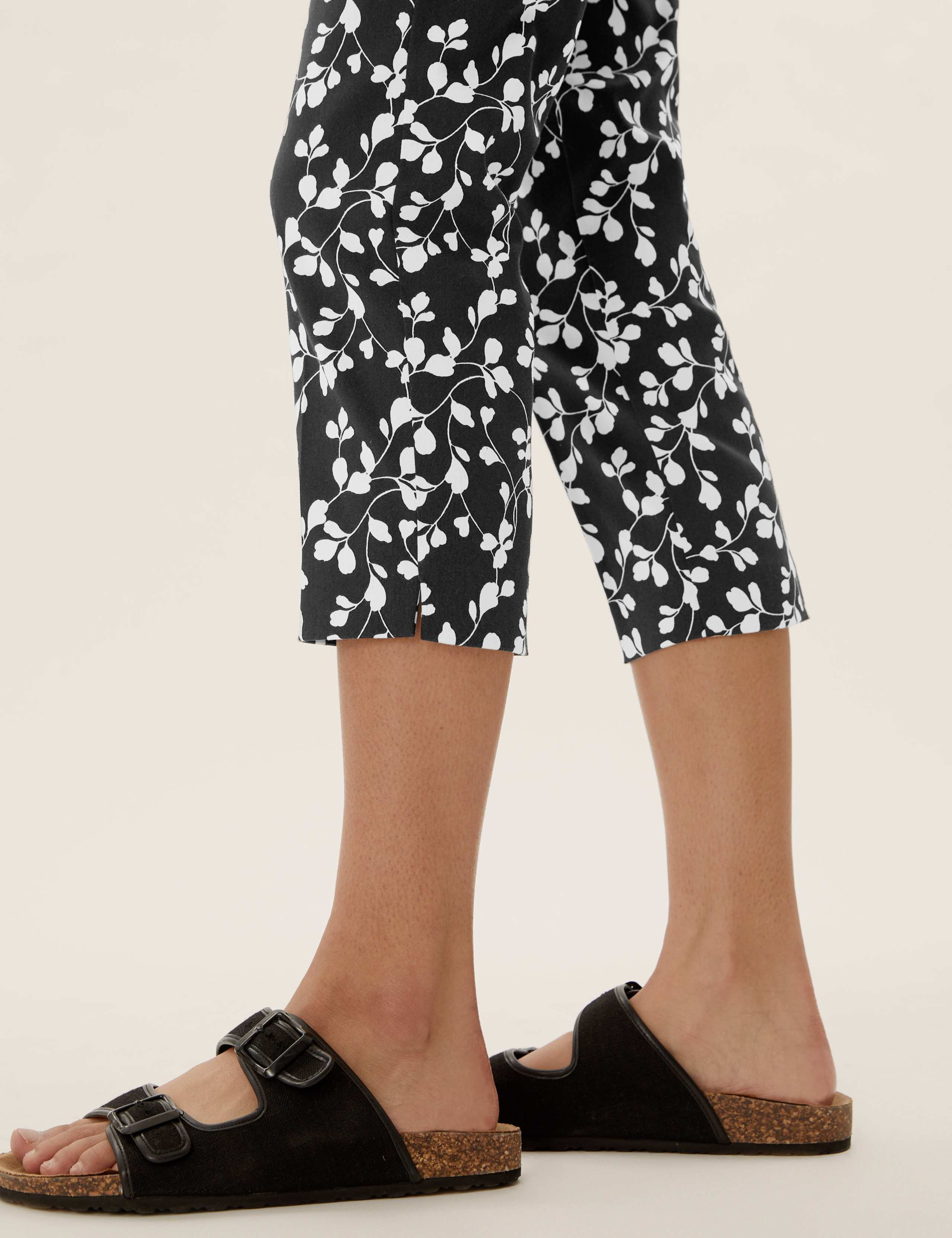 Cotton Floral Slim Fit Cropped Trousers 5 of 5