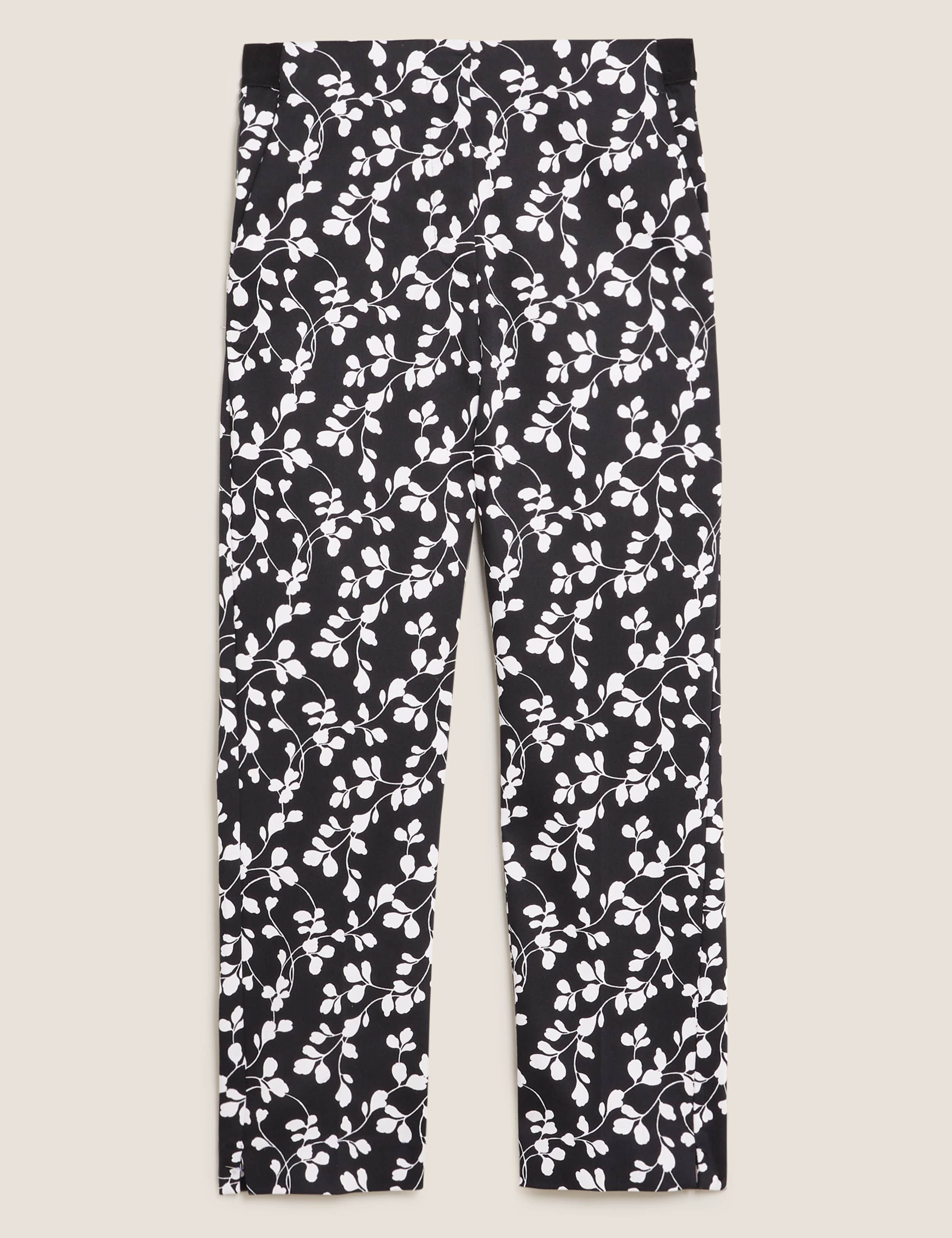Cotton Floral Slim Fit Cropped Trousers 2 of 5