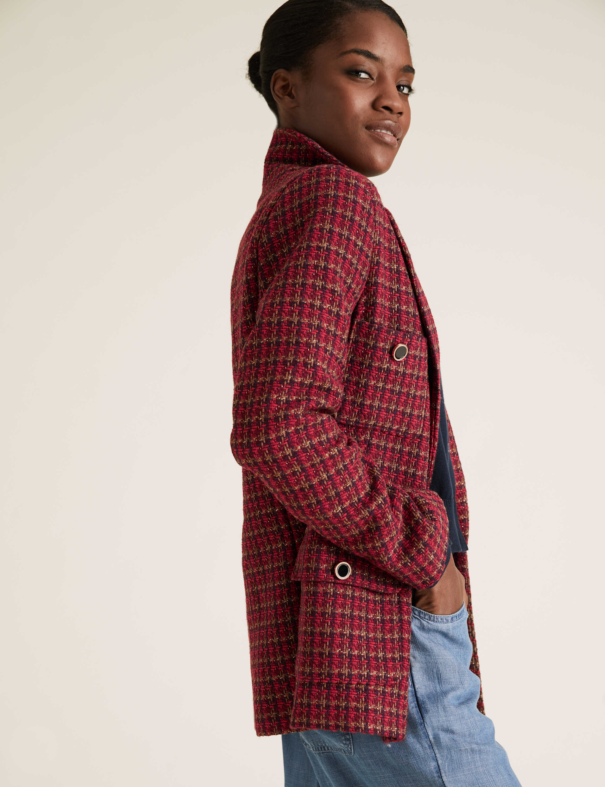 Tweed Straight Dogtooth Blazer 3 of 4