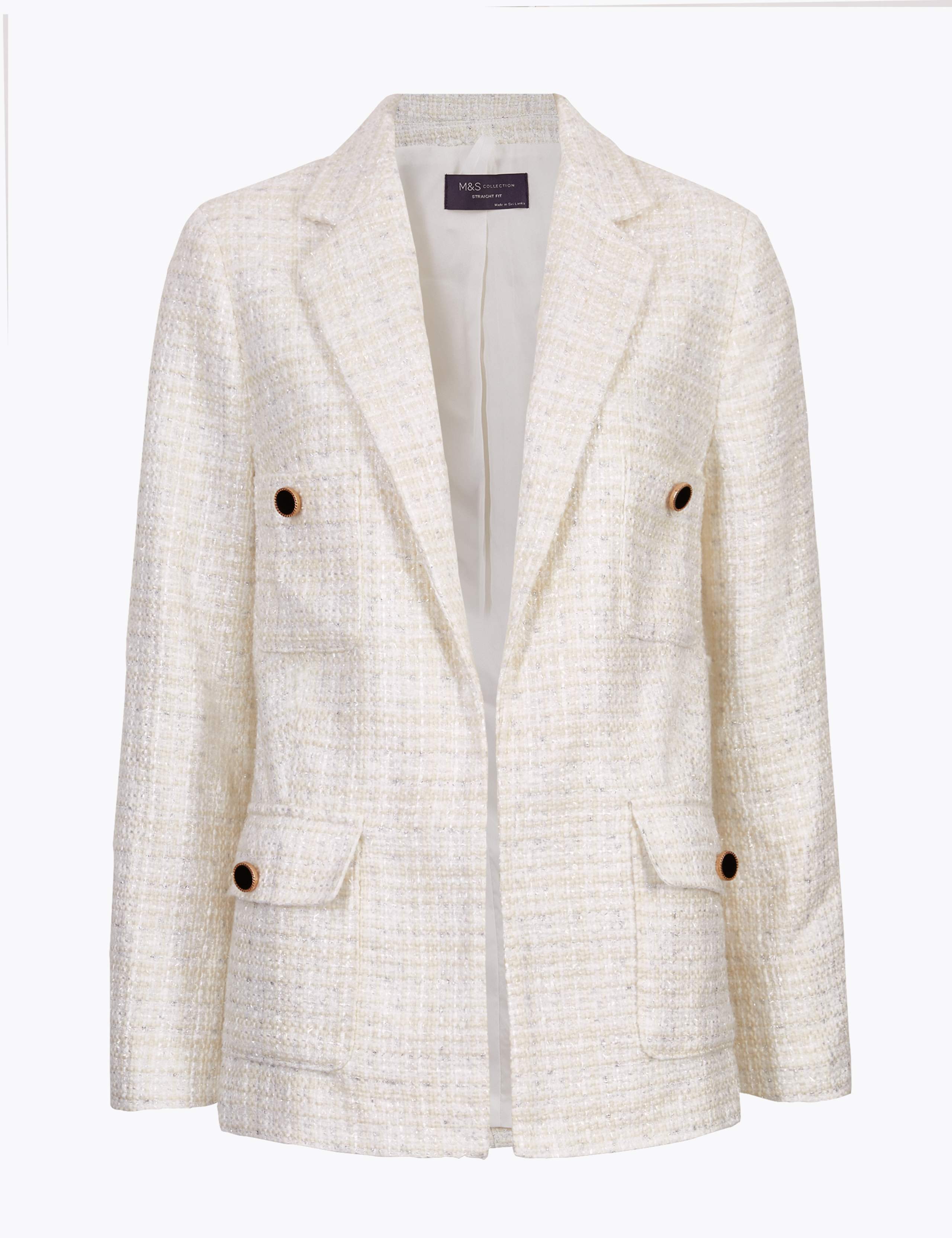 Tweed Straight Sparkly Blazer with Wool 2 of 5