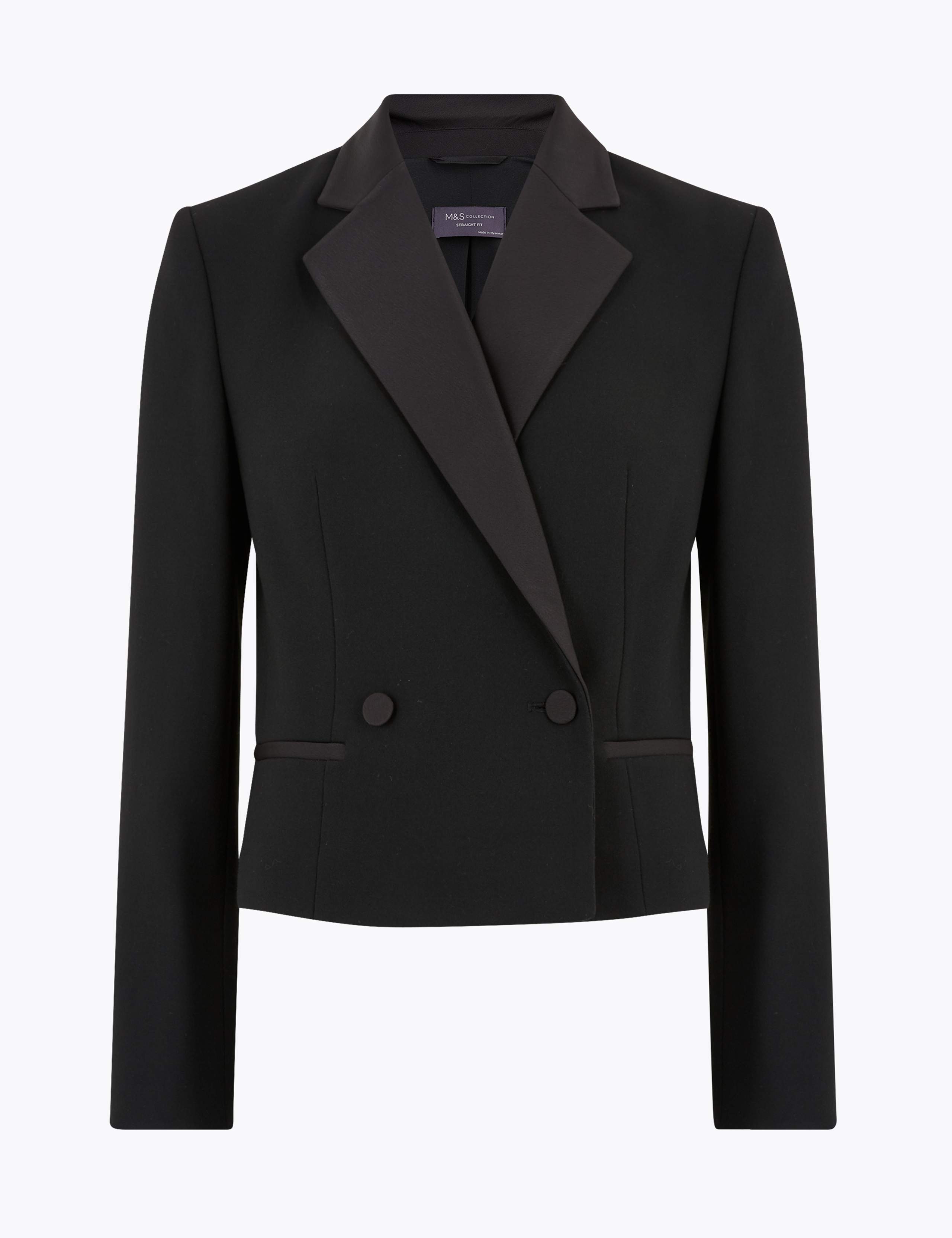 Double Breasted Cropped Tuxedo Jacket 2 of 4