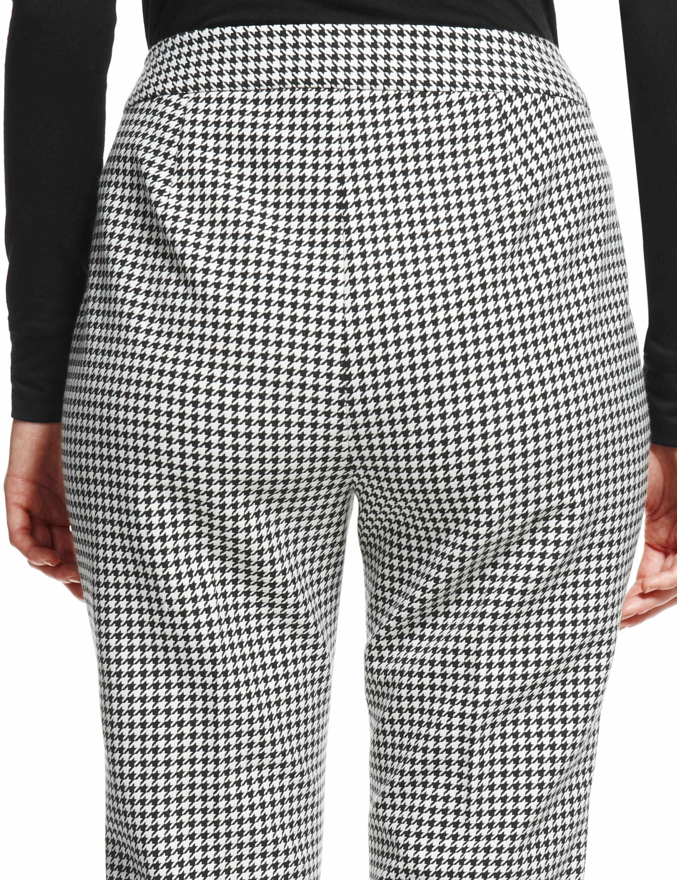 Dogtooth Print 7/8 Modern Slim Leg Trousers 4 of 6