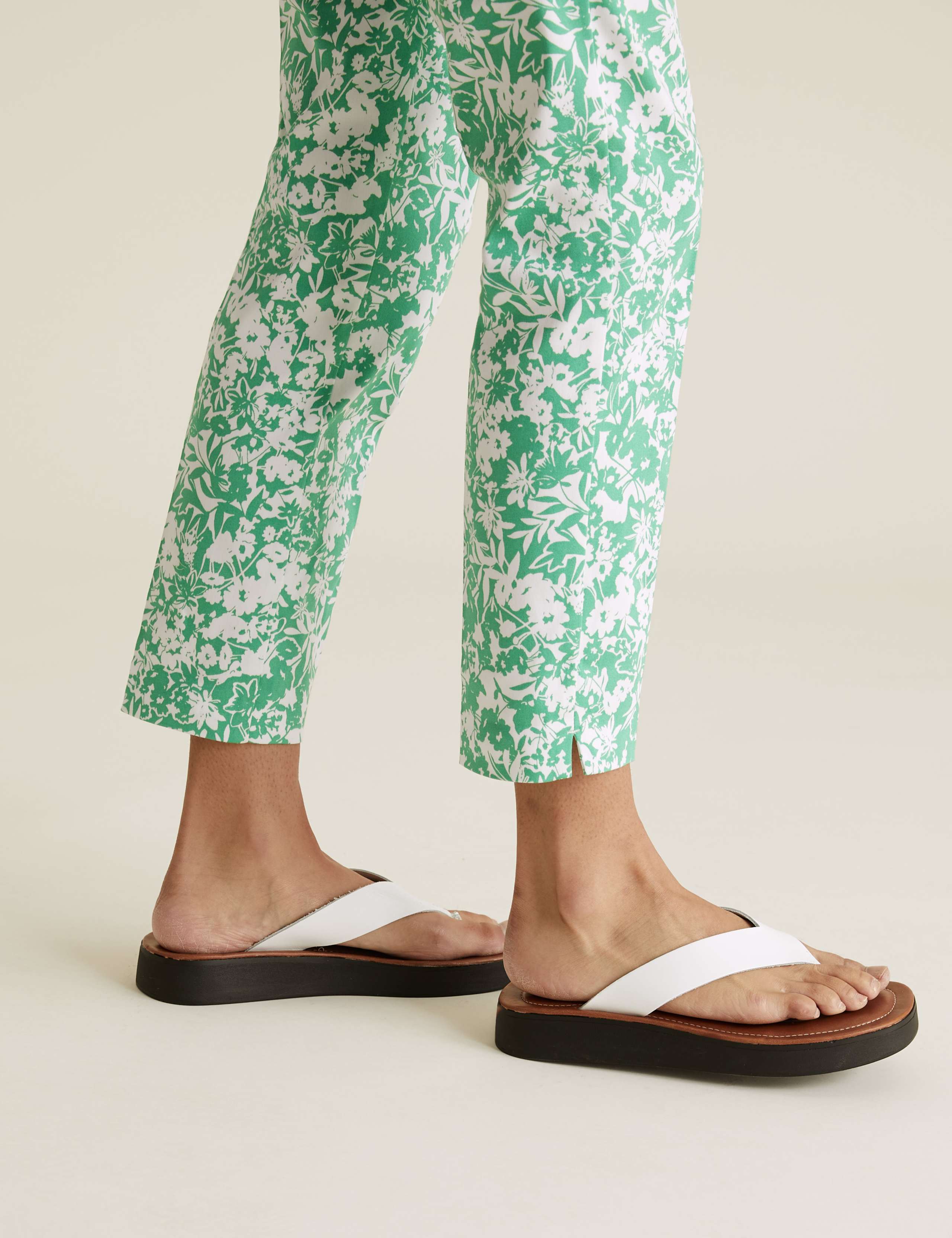 Cotton Slim Fit Floral 7/8 Trousers 6 of 6