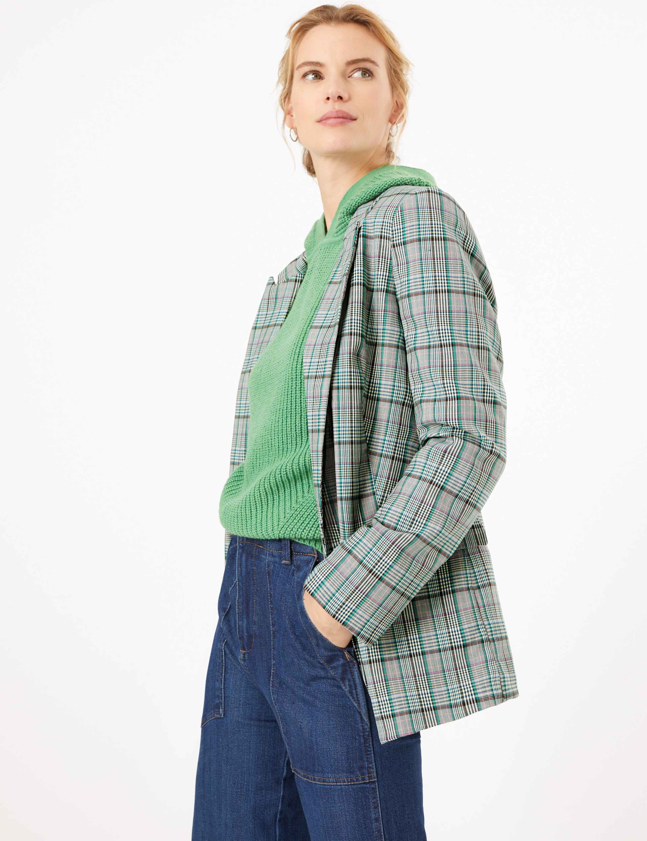 Checked Open Front Edge to Edge Blazer 1 of 5