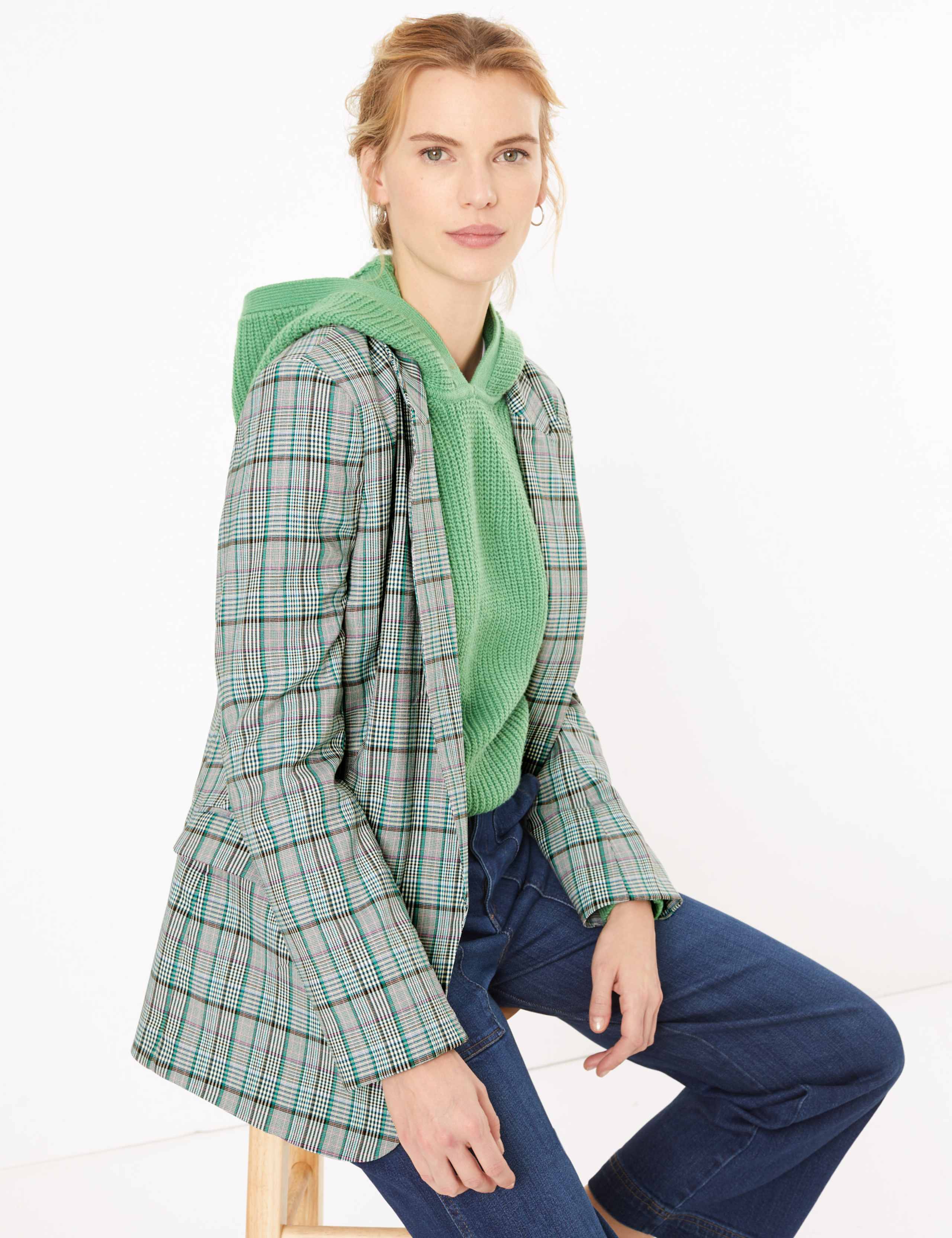 Checked Open Front Edge to Edge Blazer 4 of 5