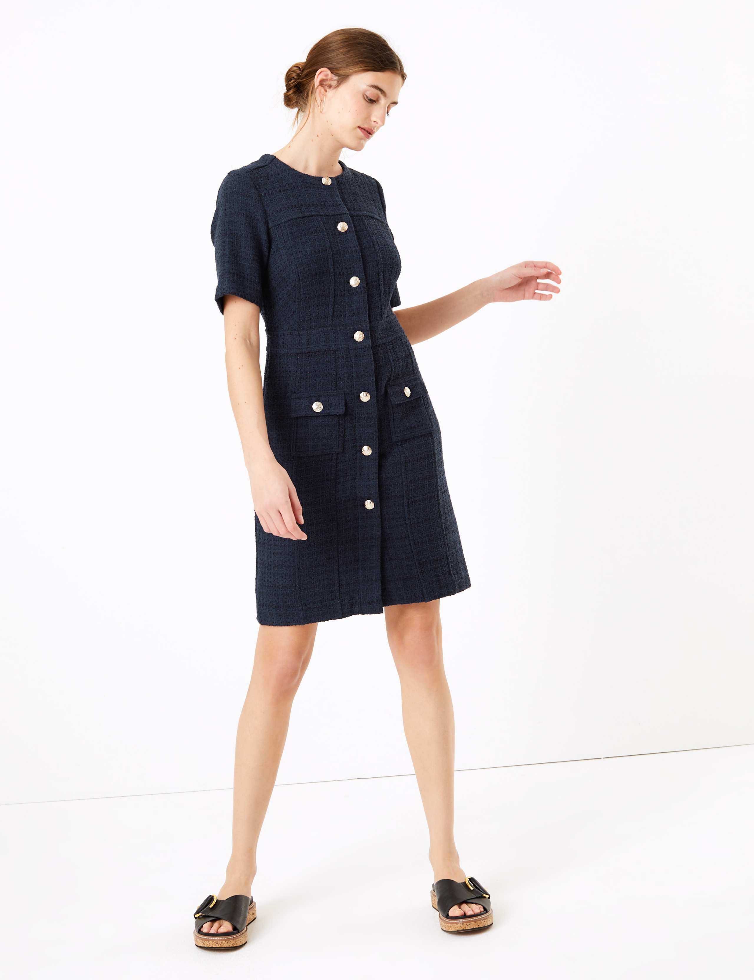 Tweed Checked Knee Length Dress 1 of 3