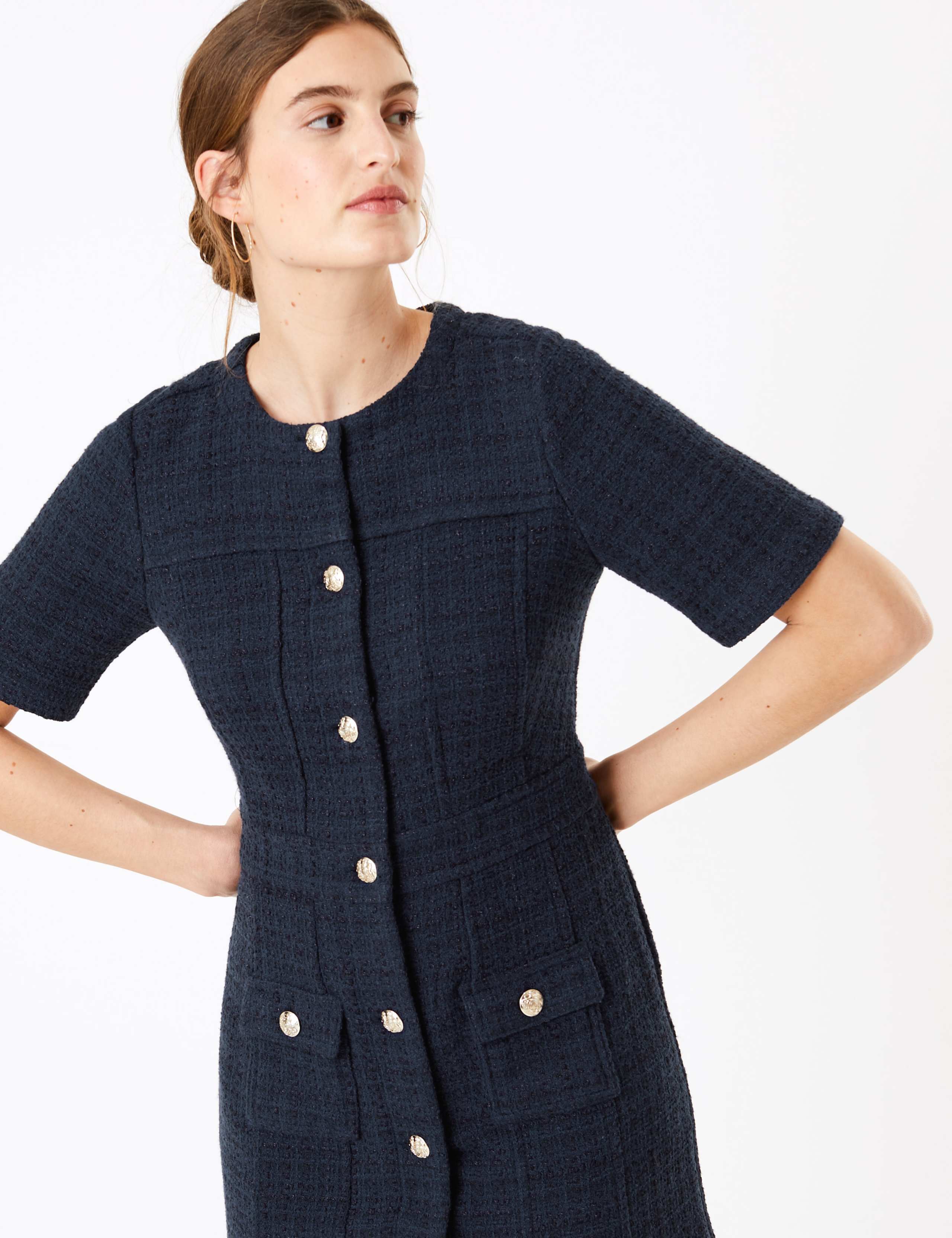 Tweed Checked Knee Length Dress 2 of 3