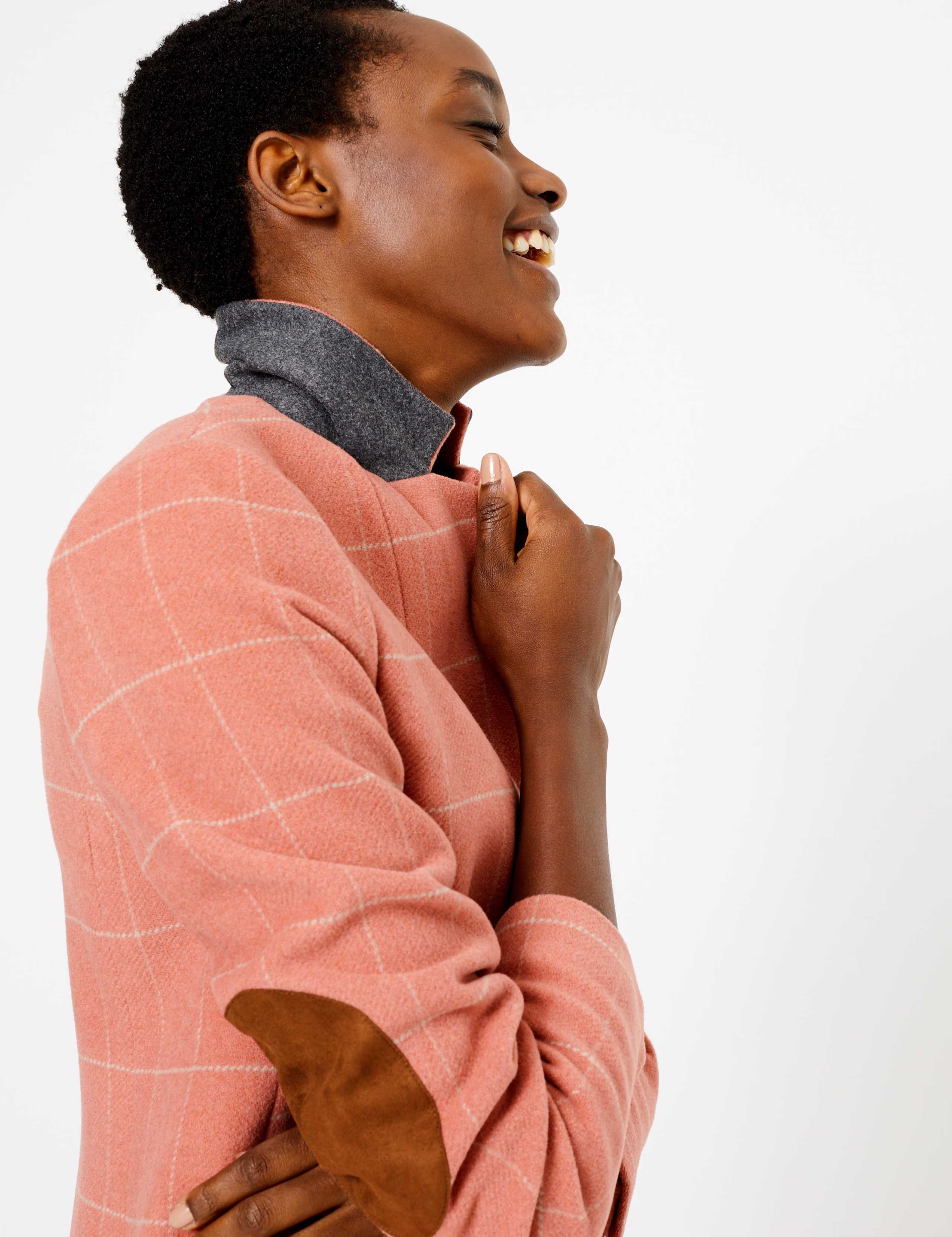 Wool Blend Checked Single Breasted Blazer 3 of 5