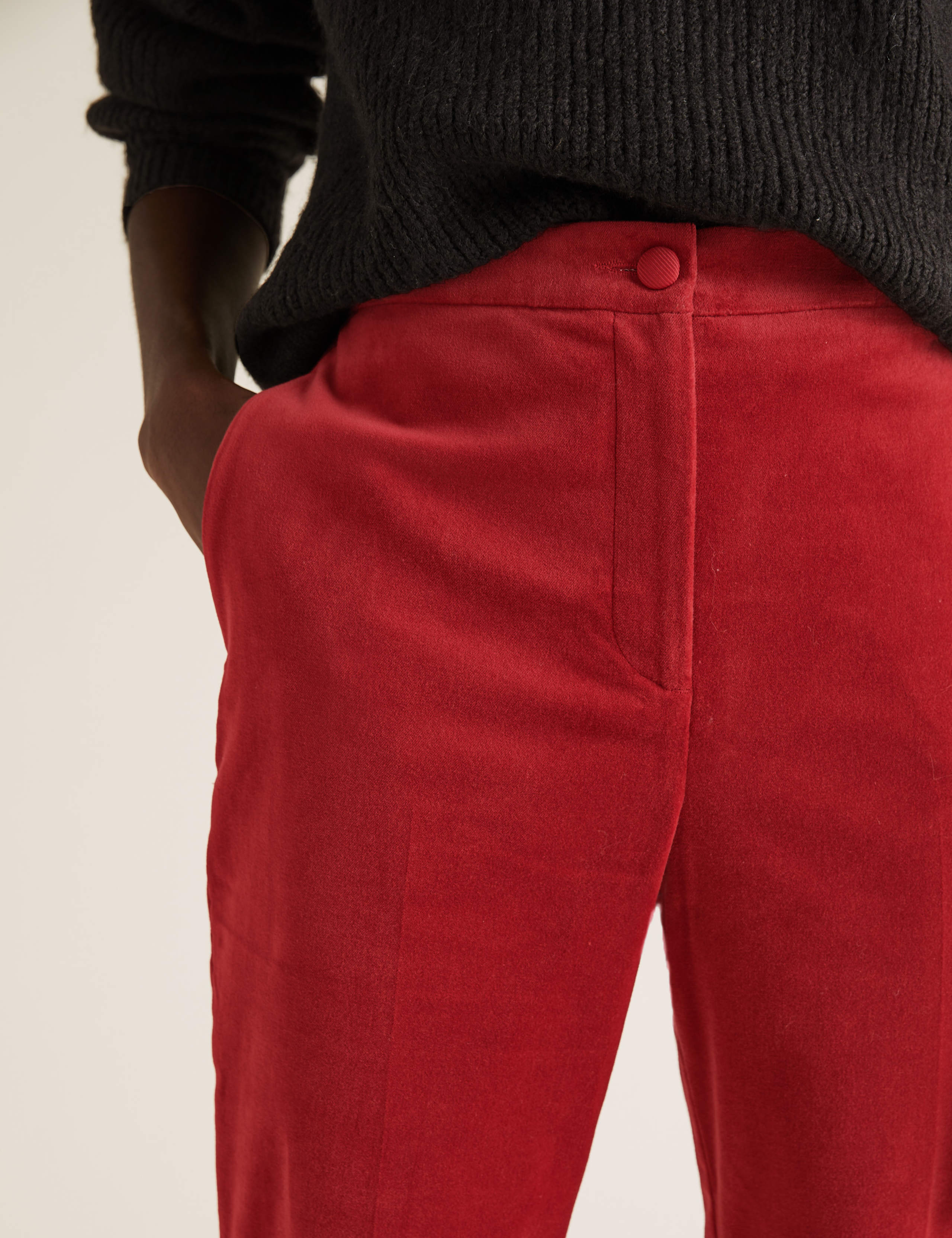 Mia Slim Velvet Ankle Grazer Trousers 3 of 5